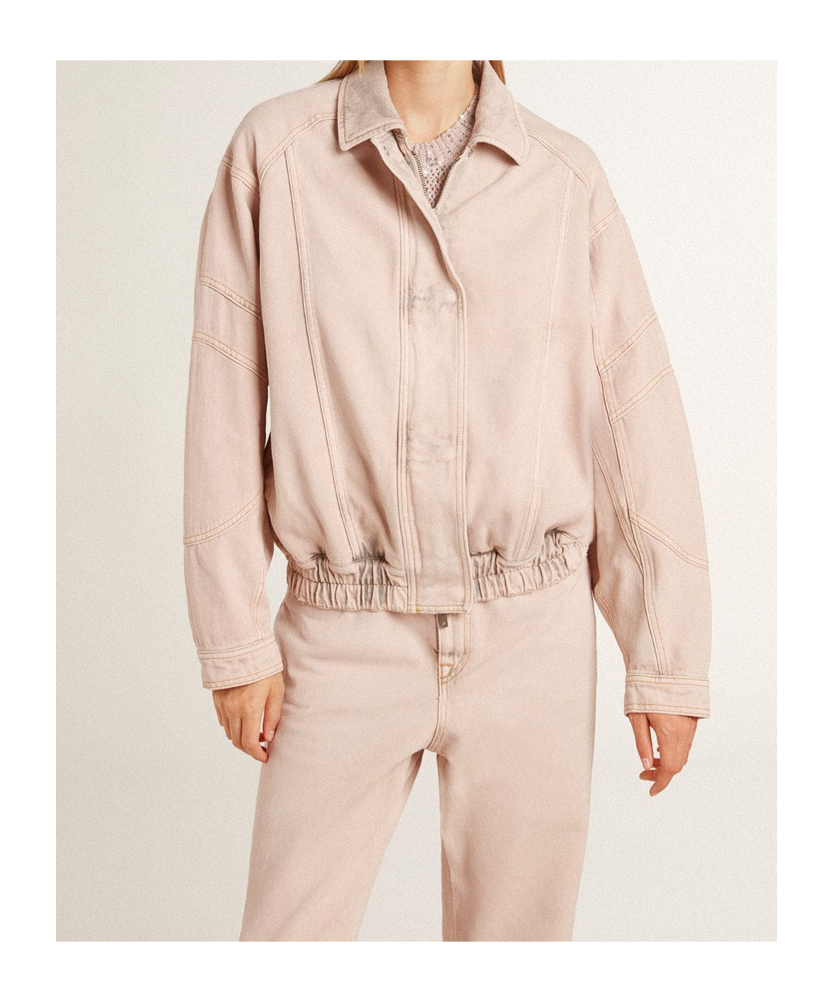 Golden Goose 'nancy' Cotton Bomber Jacket In Nude