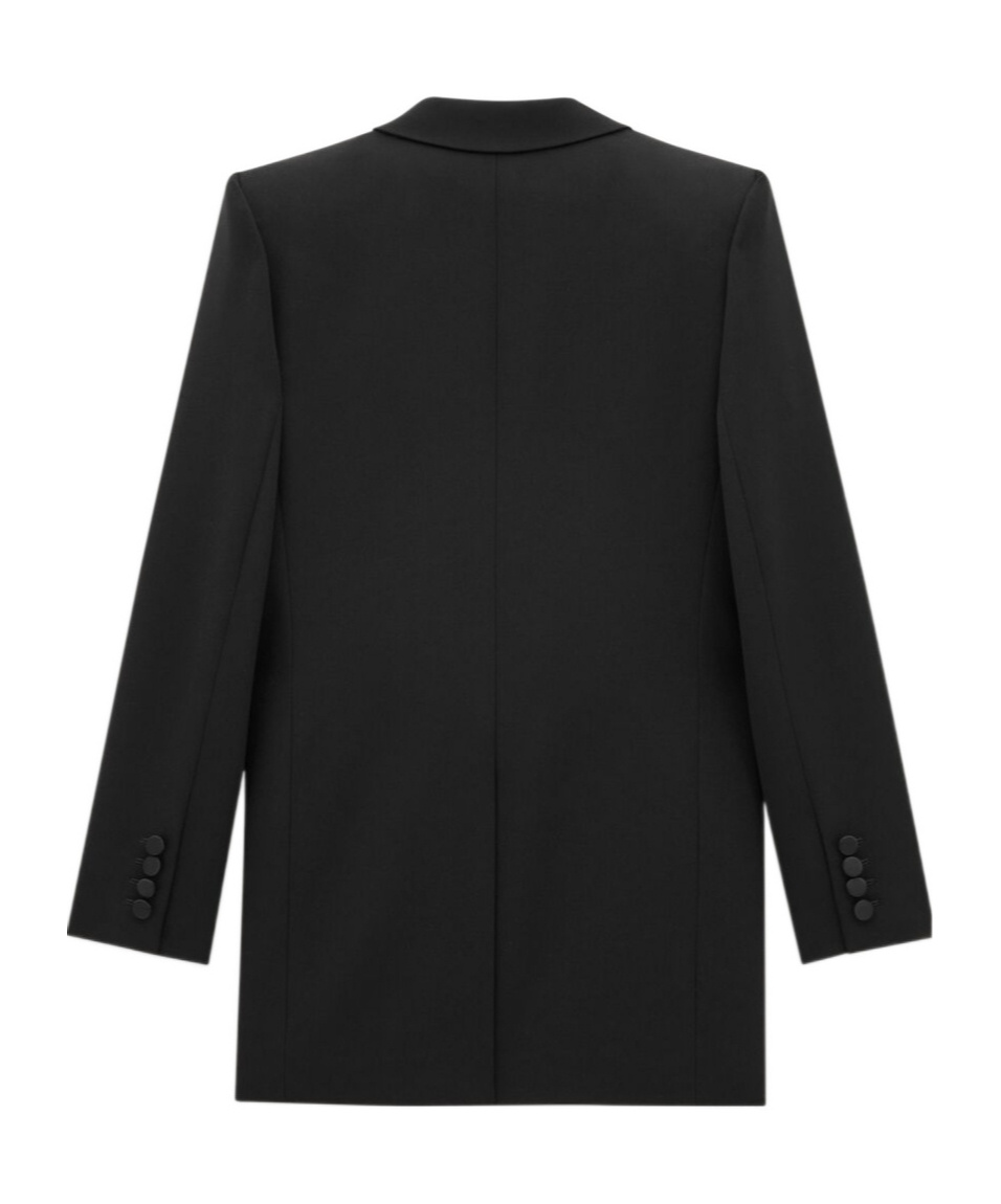 Saint Laurent Long-sleeved Suit Coat In Black