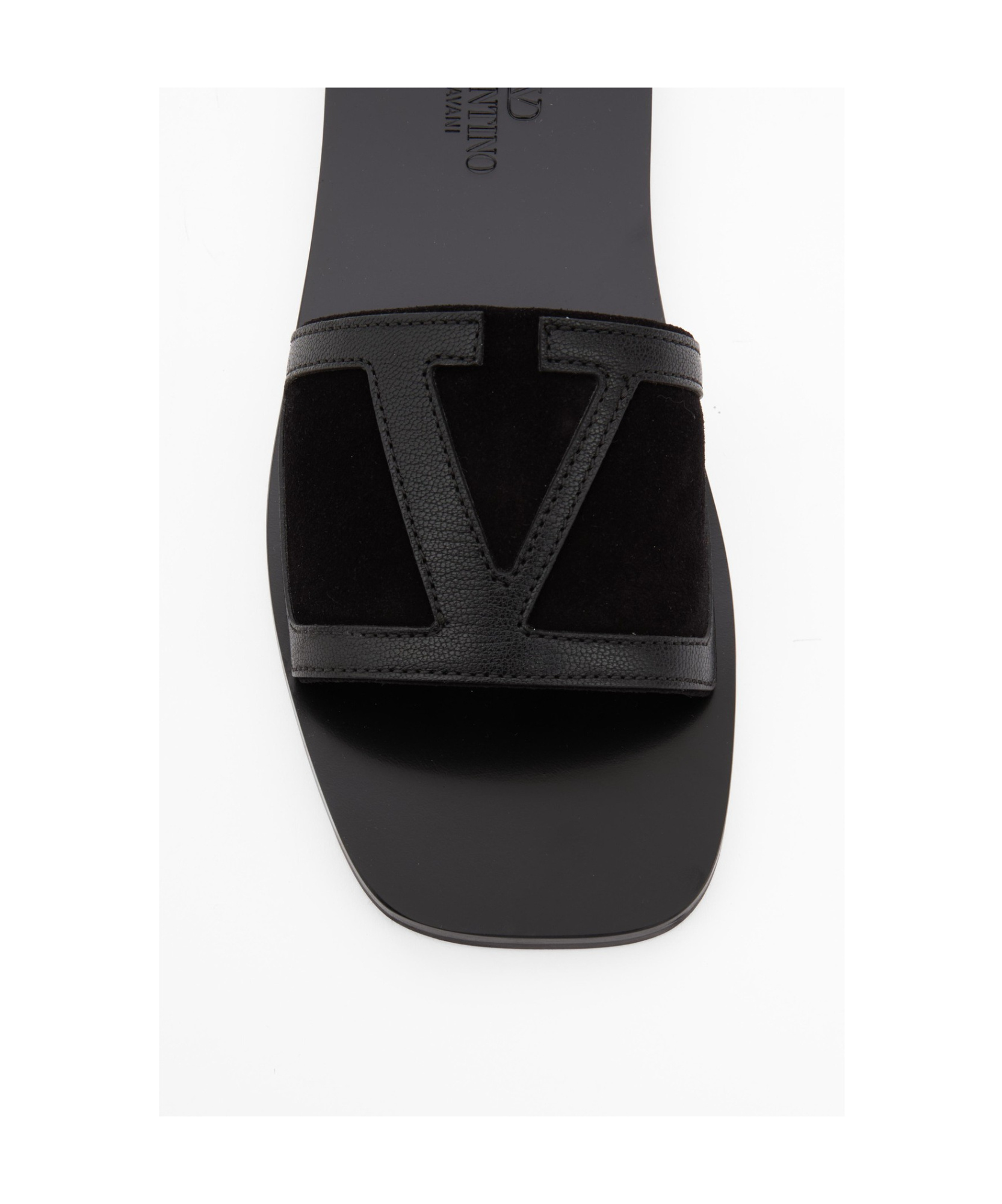 Valentino Viva Superstar Leather And Suede Slides In Black