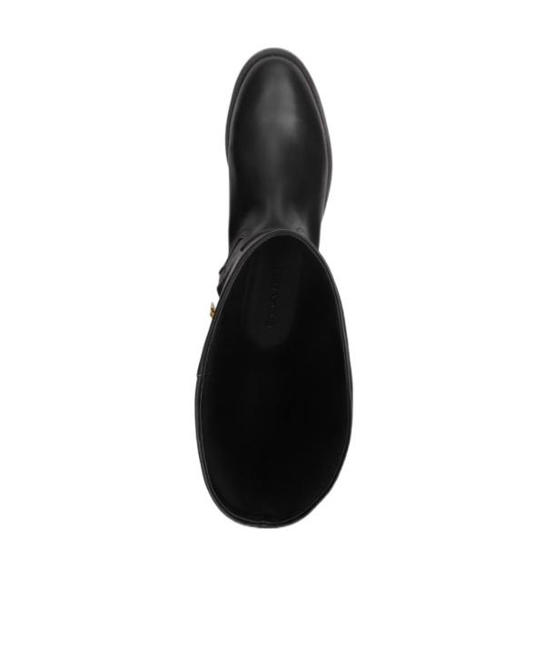 Coach Zip Leather Boots In Black