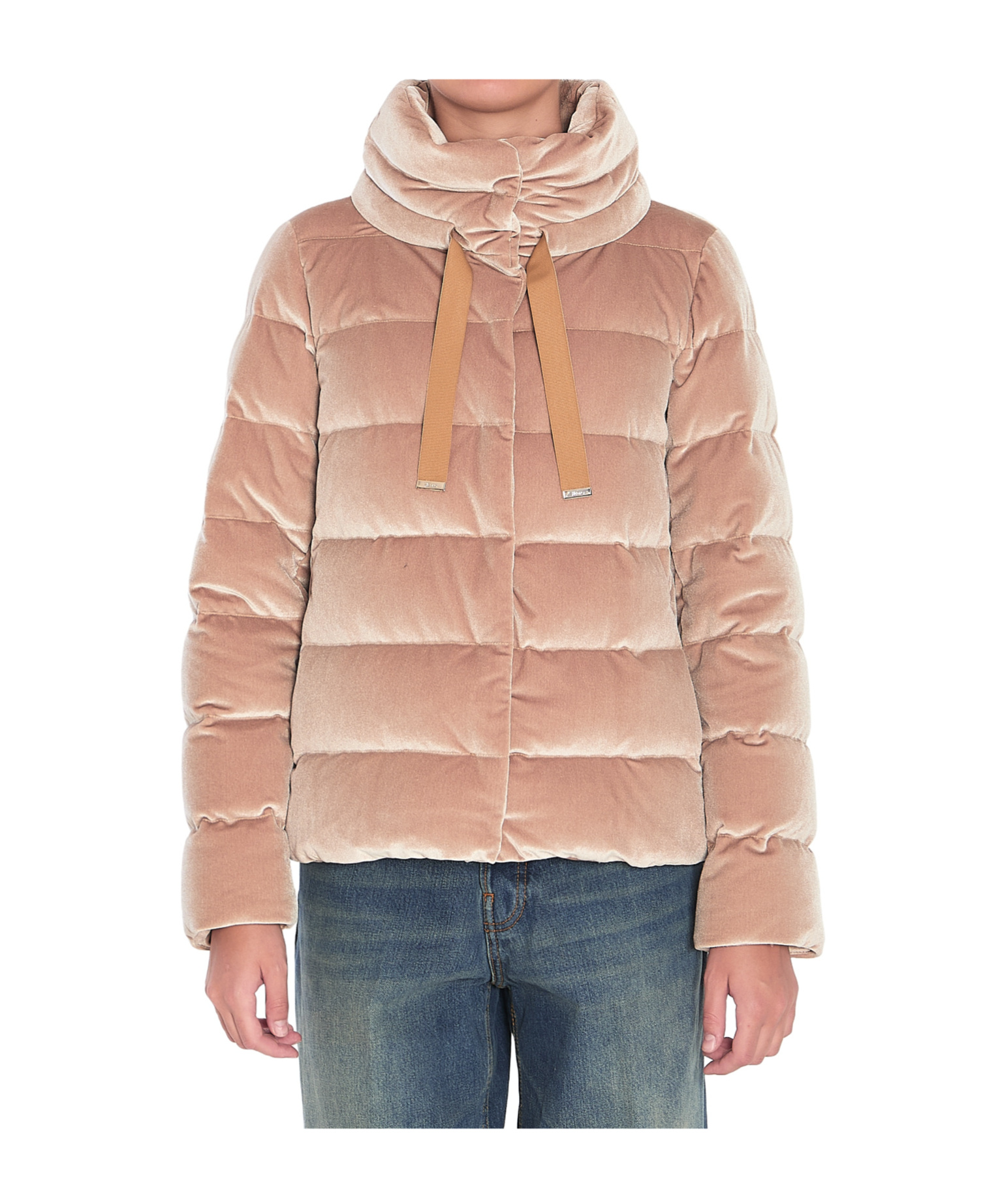 Herno Drawstring Detail Velvet-effect Jacket In Pink