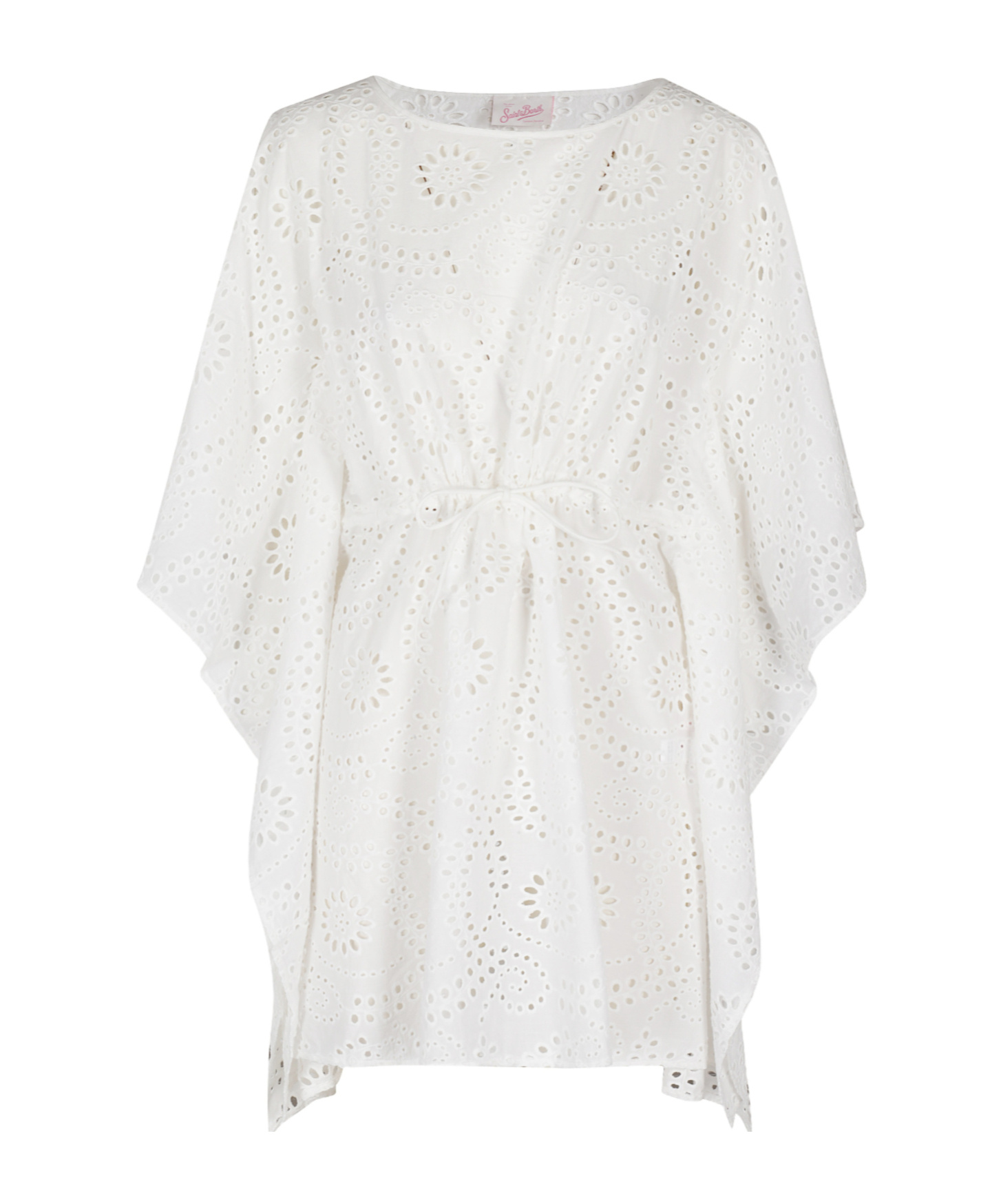 Mc2 Saint Barth Floral Cut-out Cotton Round Neck Caftan