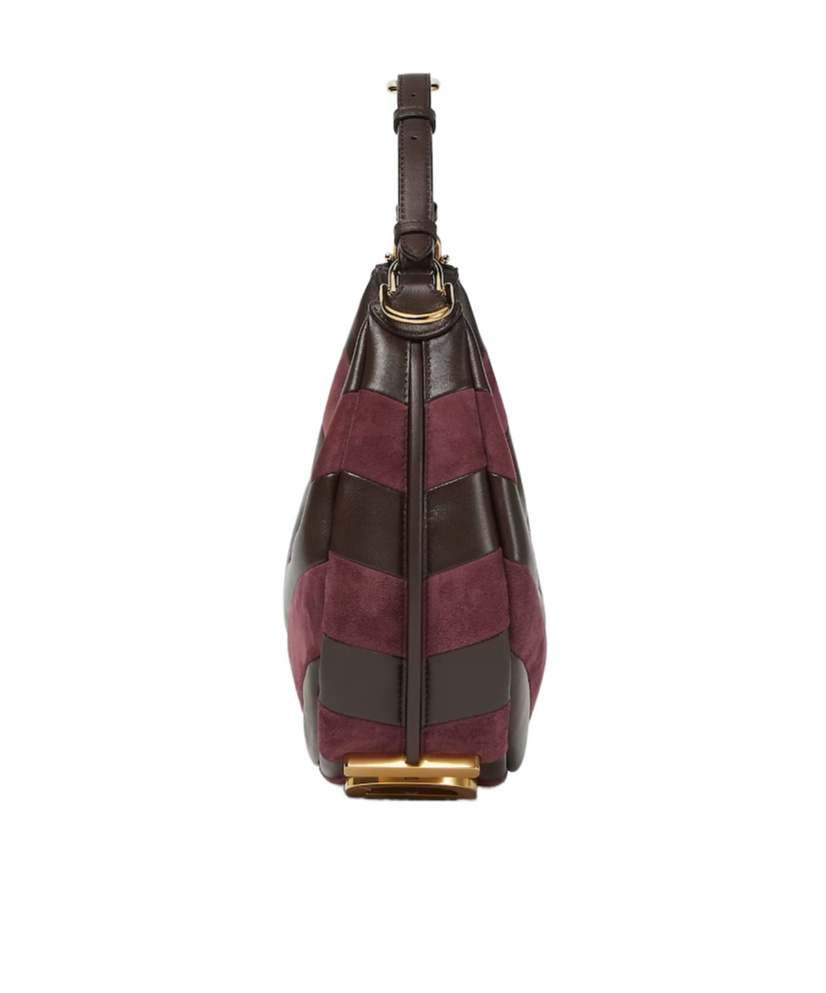 Fendi Leather And Suede Bag With Two-tone Inlay In Black
