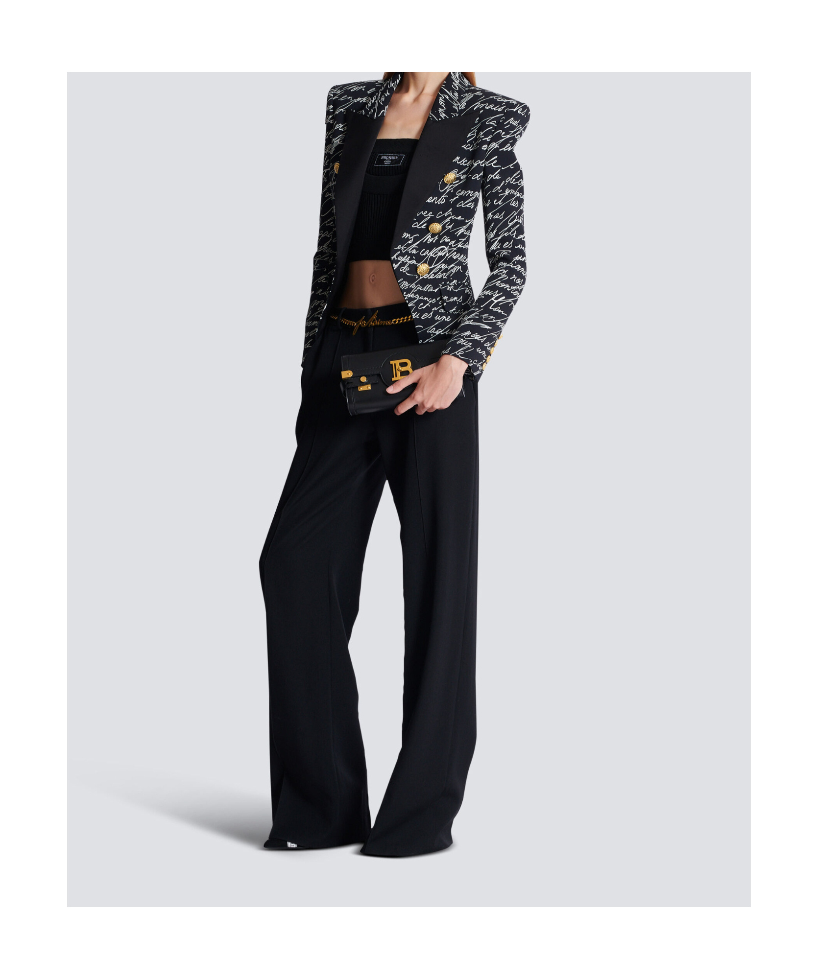 Balmain B-buzz Pouch 23 Leather Clutch In Black