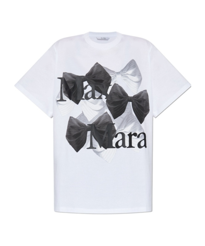 Max Mara Sequoia Logo Printed Cotton Jersey T-shirt