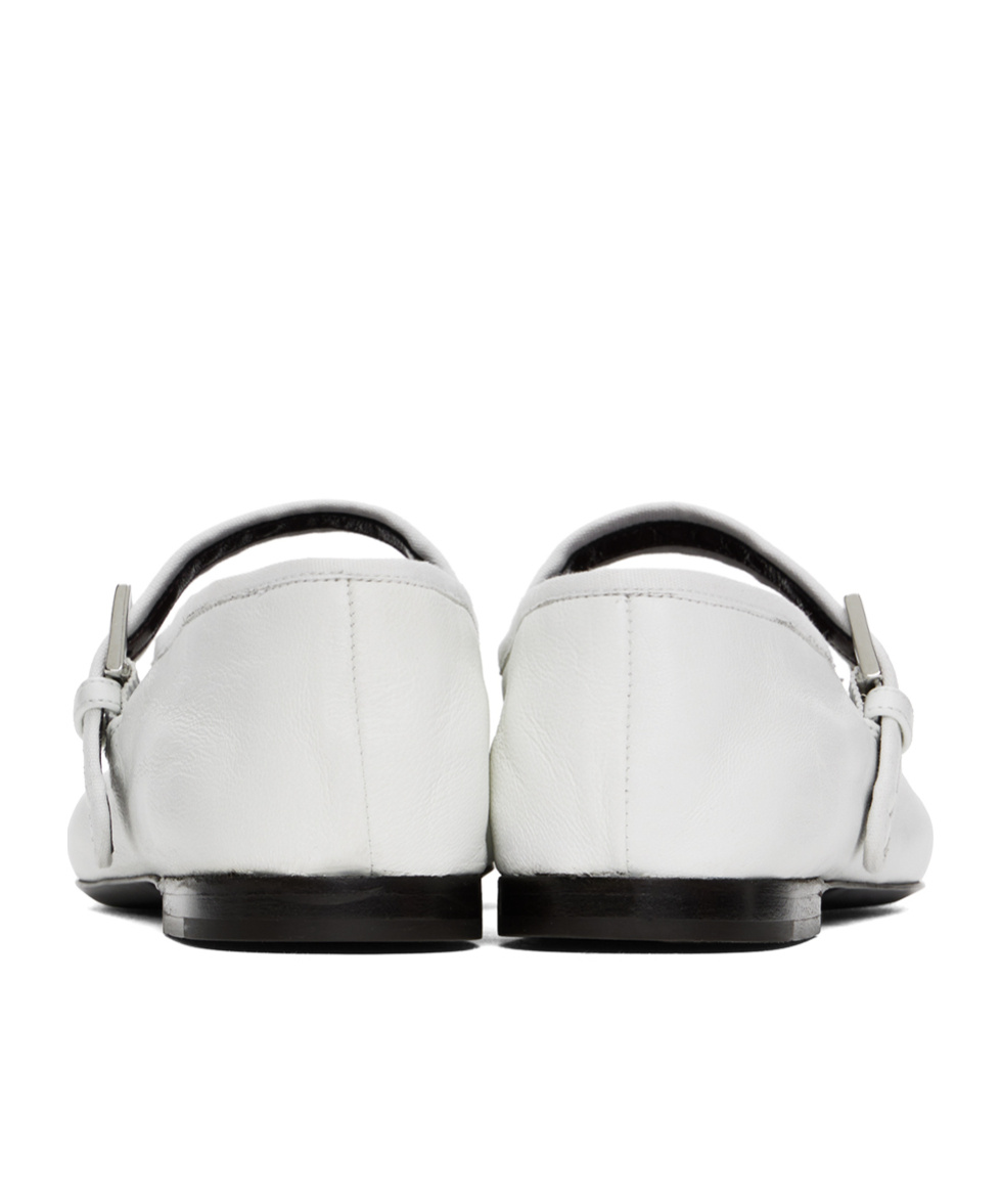 The Row Boheme Mj Leather Ballerina Shoes In White