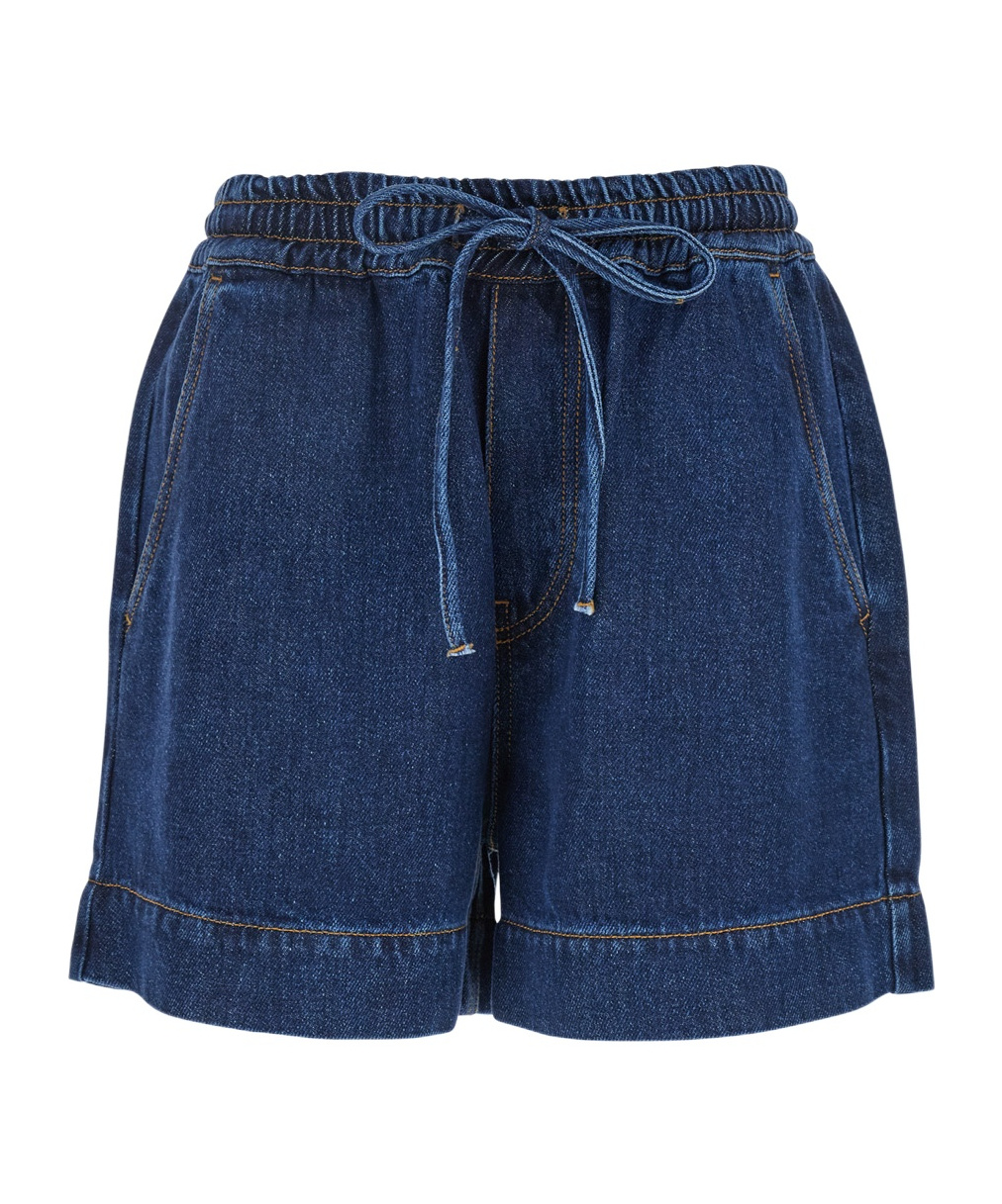P.a.r.o.s.h Elastic Waist Denim Shorts In Blue