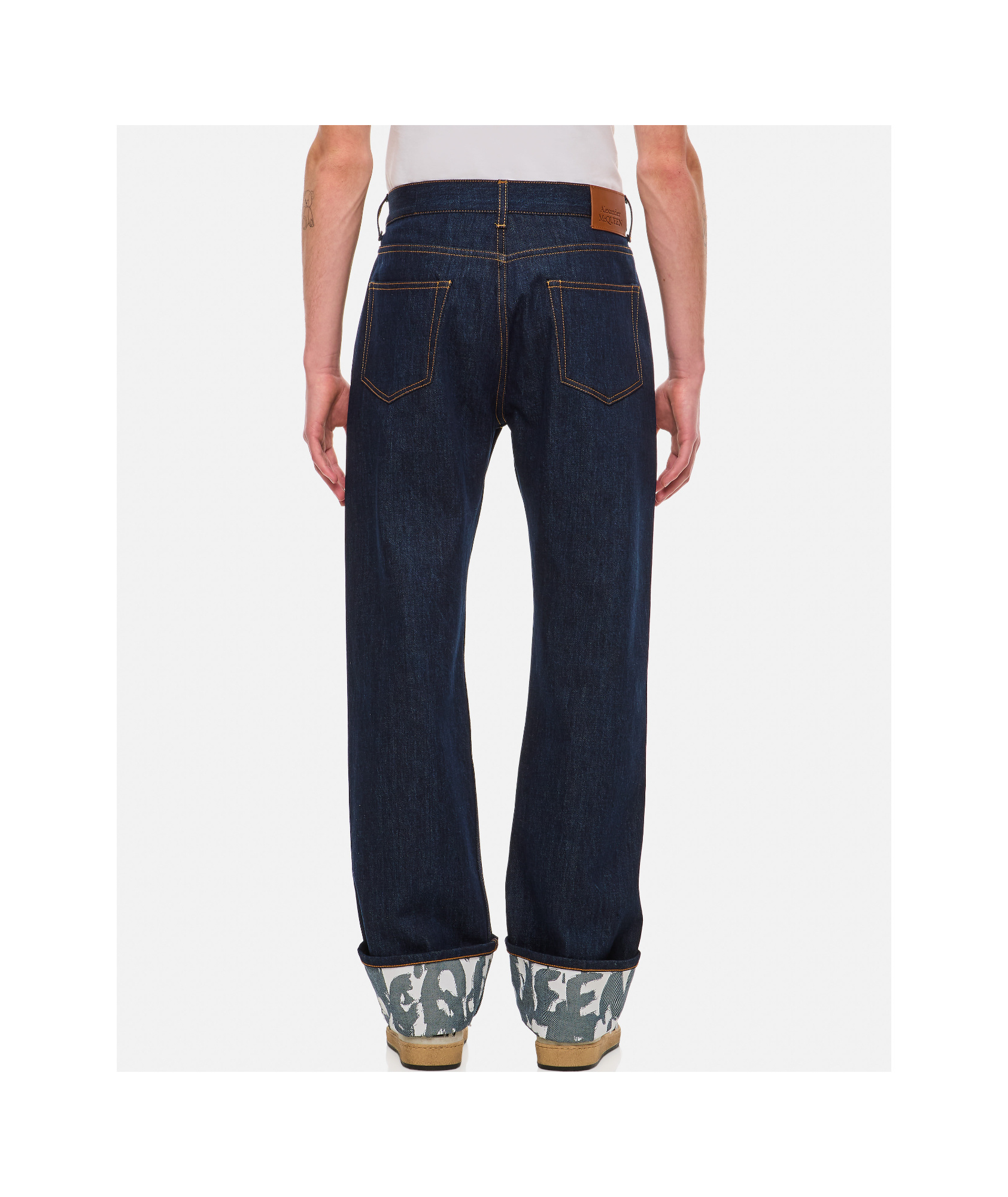 Alexander Mcqueen Mens Indigo Turn-up Folded-hem Regular-fit Jeans In Black