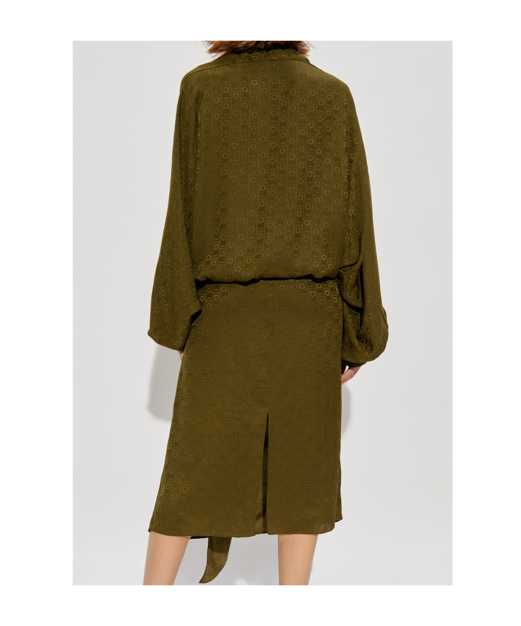 Ferragamo Long-sleeved Dress In Brown