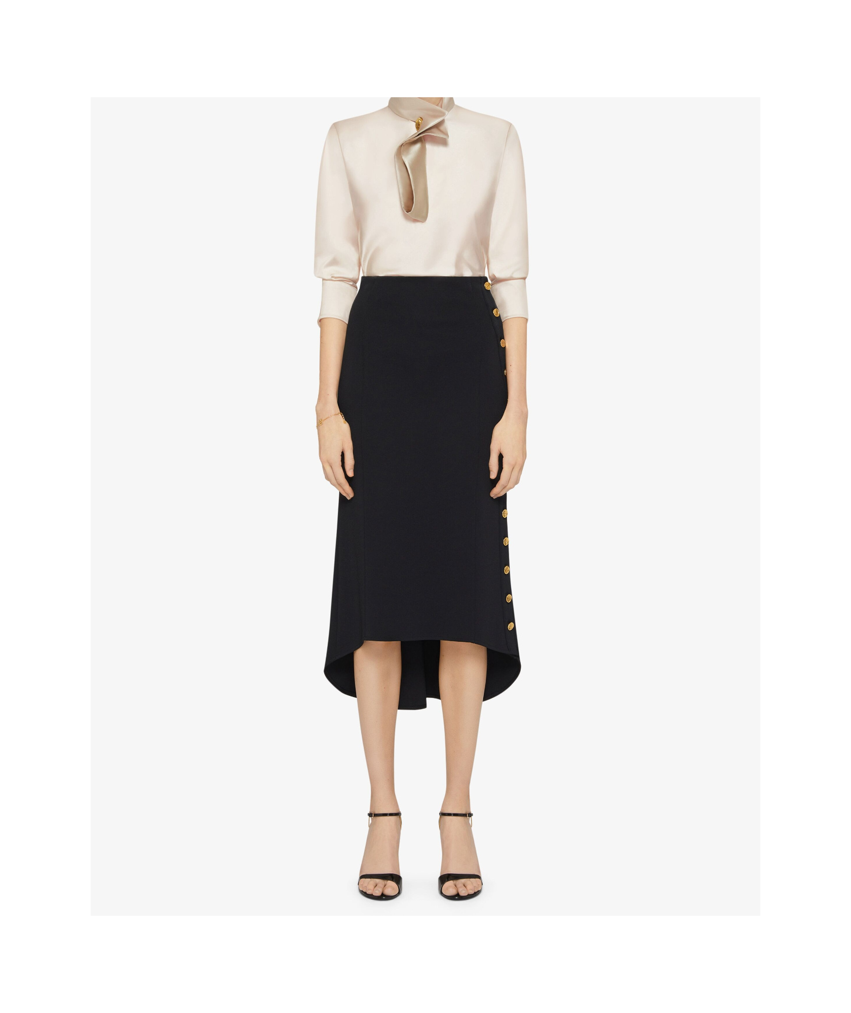 Givenchy Black Milan Stitch Skirt With Buttons In Black