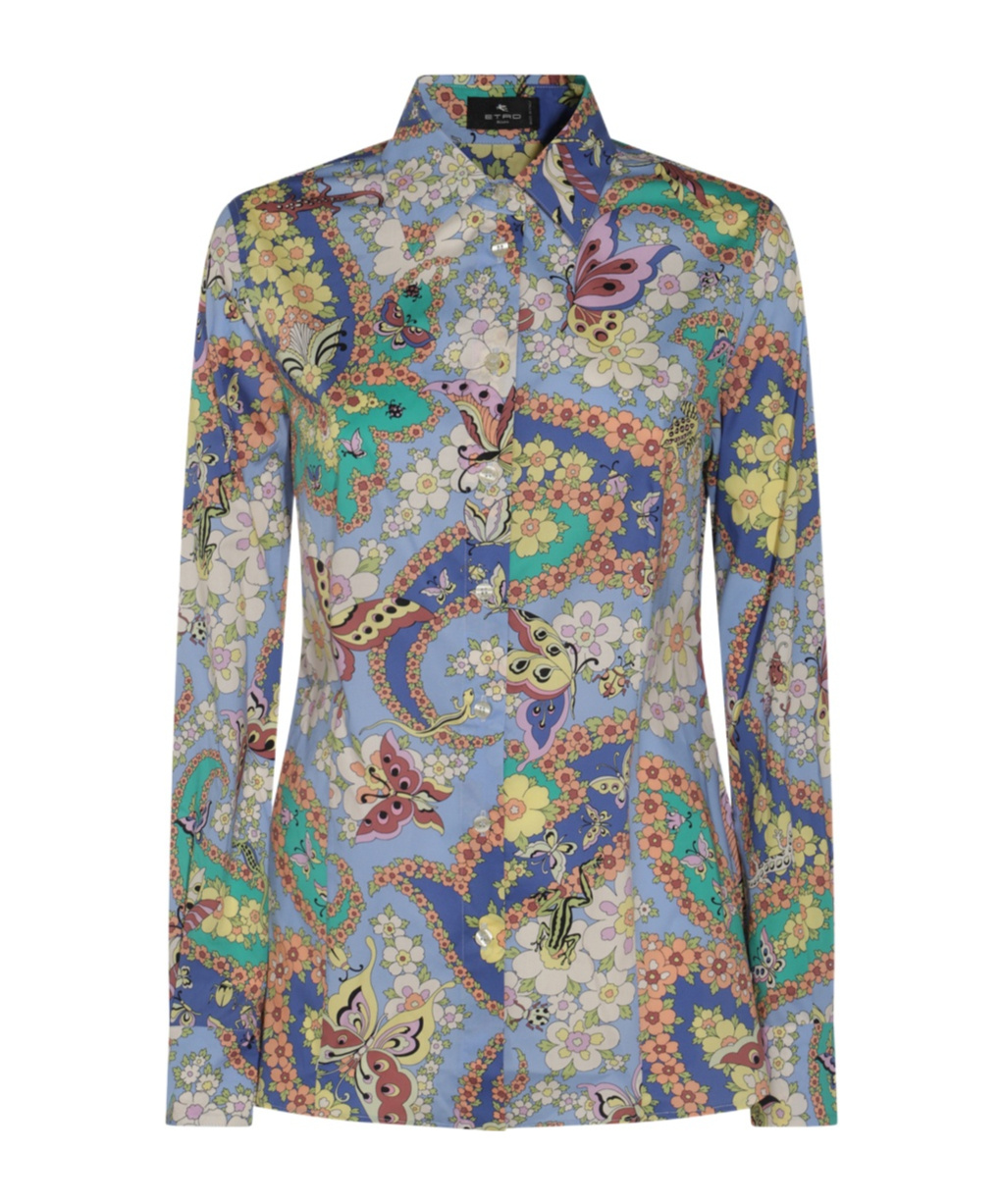 Etro Paisley Print Cotton-elastane Shirt In Multicolor