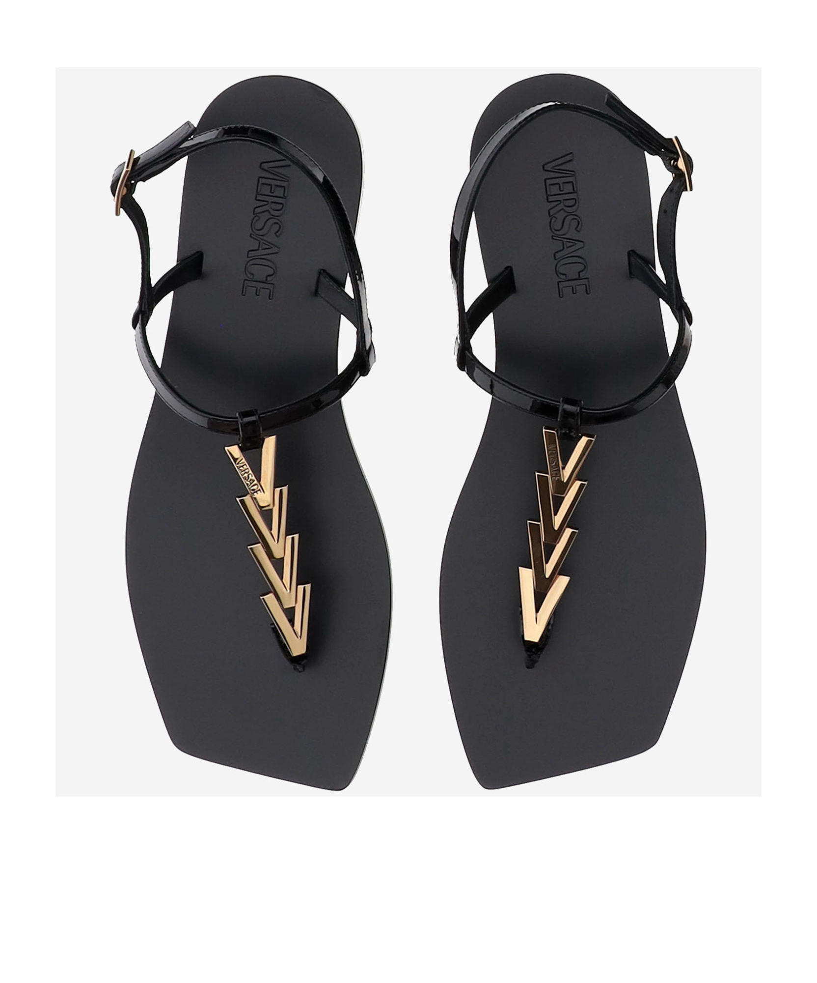 Versace Open-toed Flat Sandals In Black