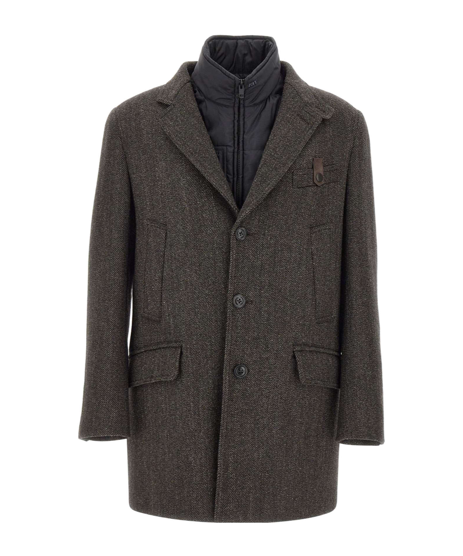 Fay Double Wool Driving Coat In Black