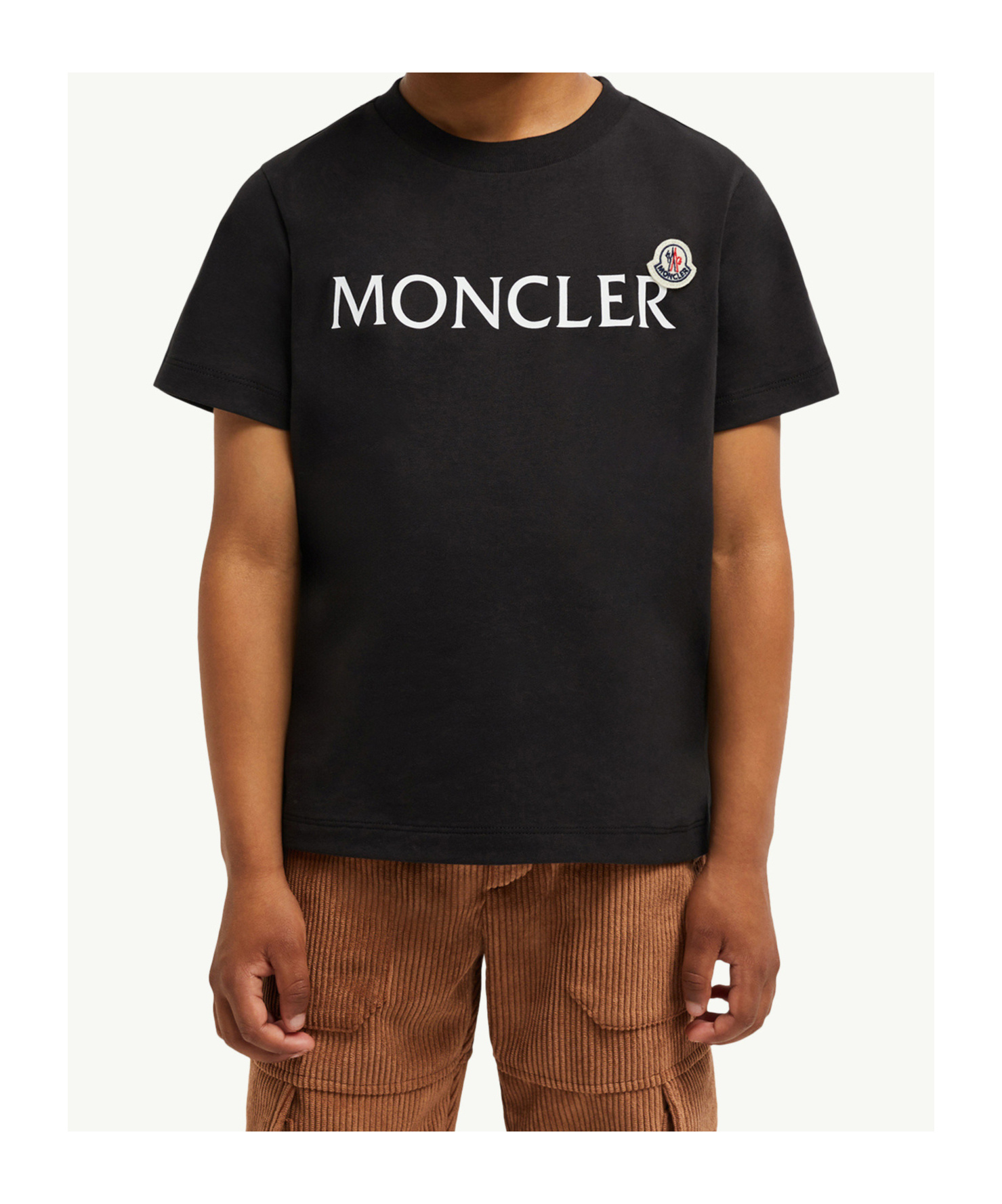 Moncler Enfant Logo Patch Crewneck T-shirt In Black