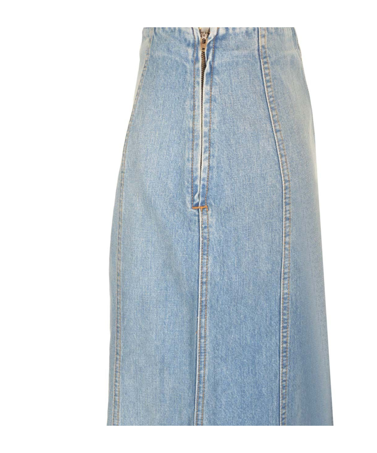 Haikure Seamed Denim Midi Skirt In Blue