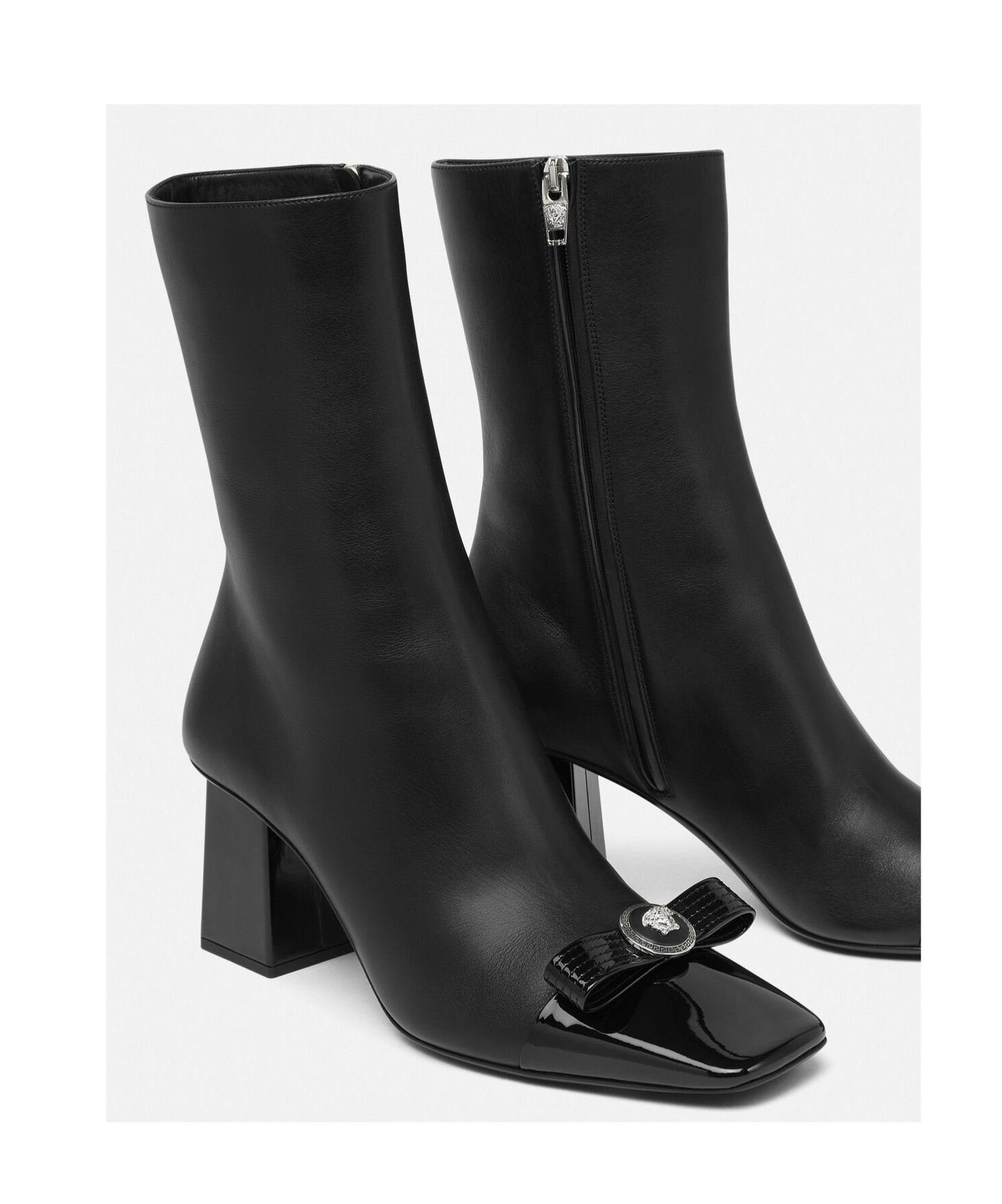 Shop Versace Gianni Ribbon 70mm Ankle Boots In Black