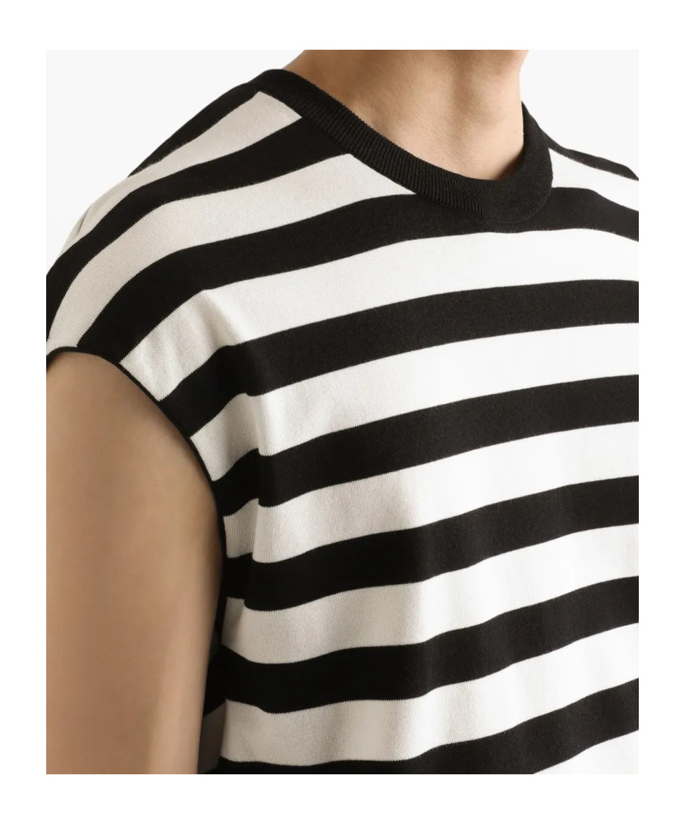 Dolce & Gabbana Sleeveless Kimono-style Striped Sweater In Black
