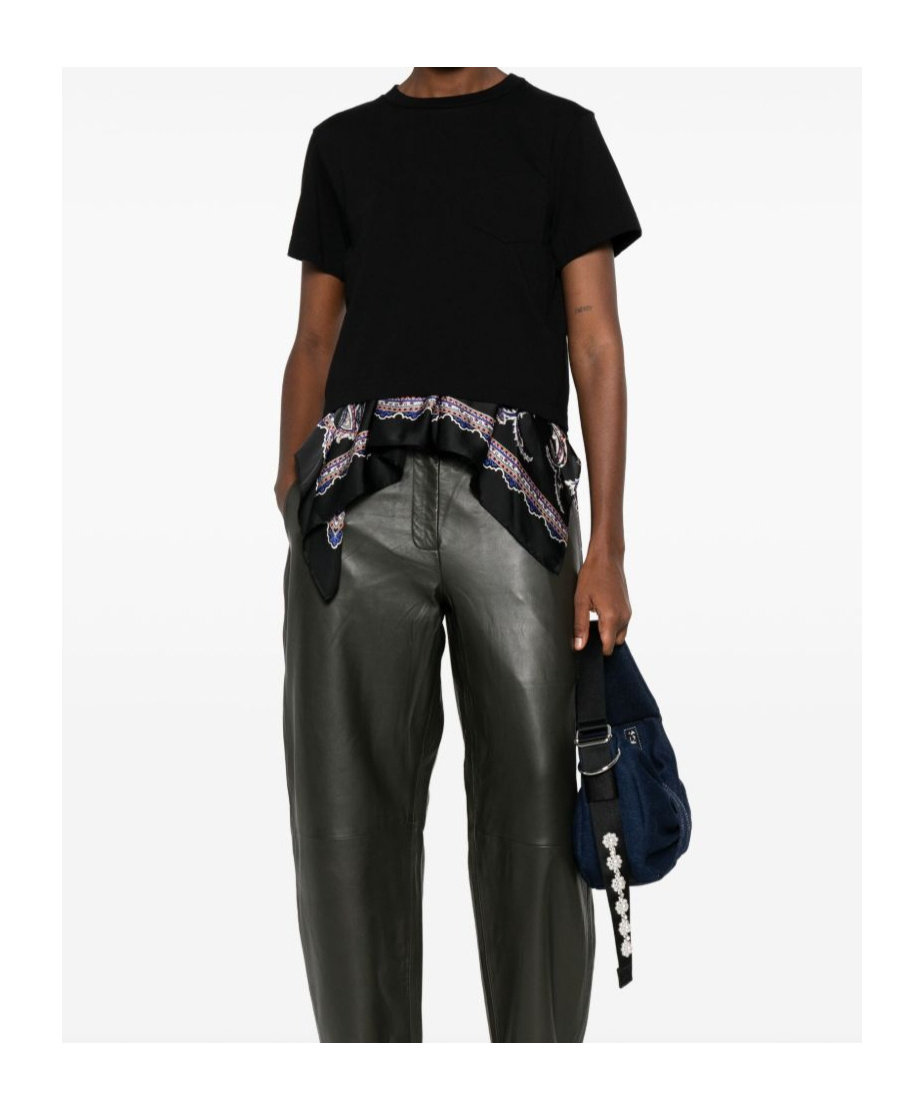 Sacai Pocket-detailed Paisley-print T-shirt In Black