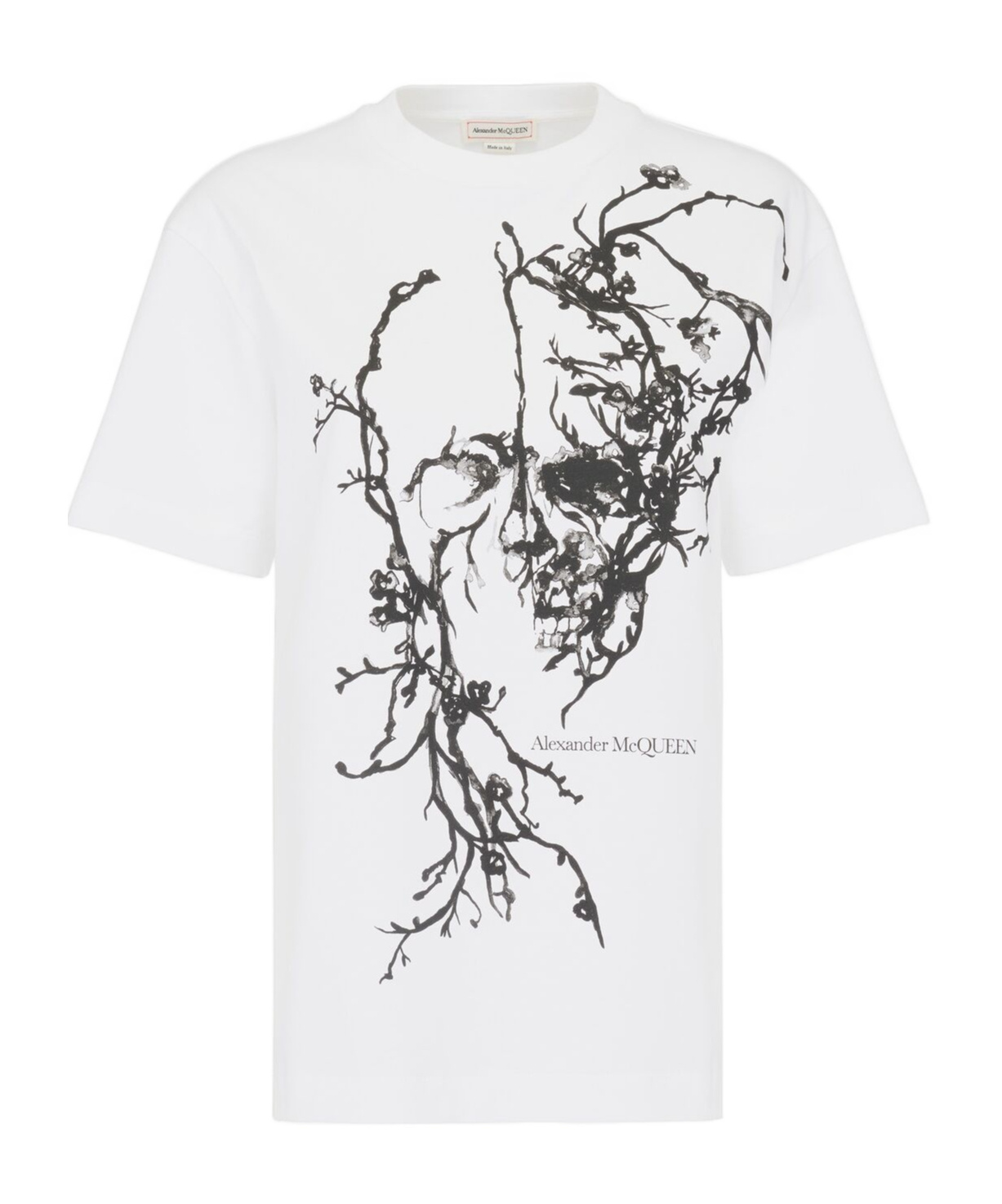 Alexander Mcqueen Cherry Blossom Skull Oversized T-shirt In White