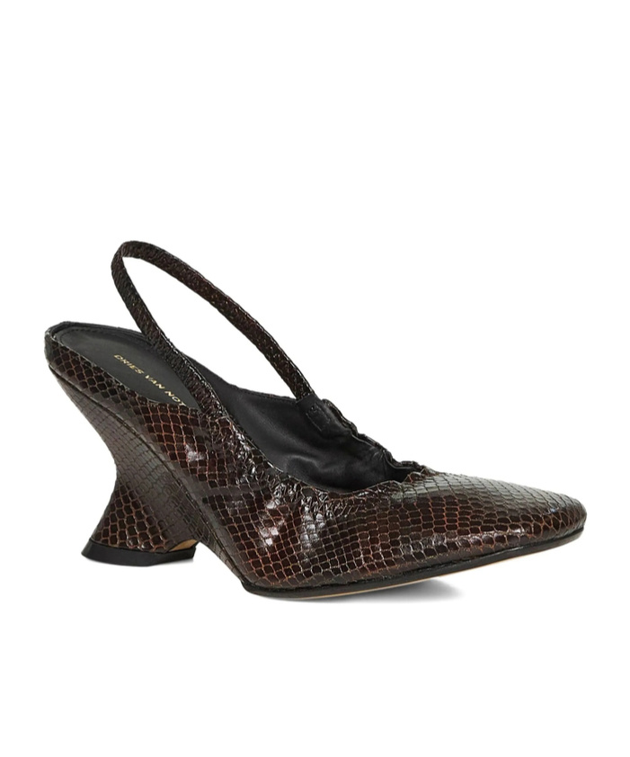 Dries Van Noten Snake-effect Leather Slingback Ballet Pumps In Multi