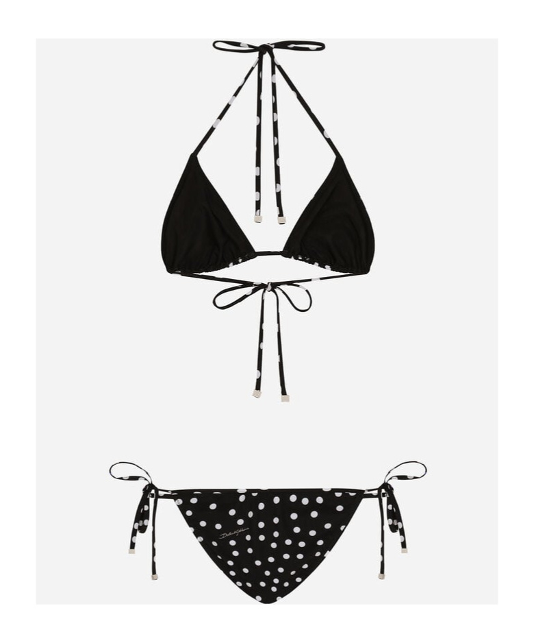 DOLCE & GABBANA POLKA DOT-PRINT TRIANGLE-CUP BIKINI SET