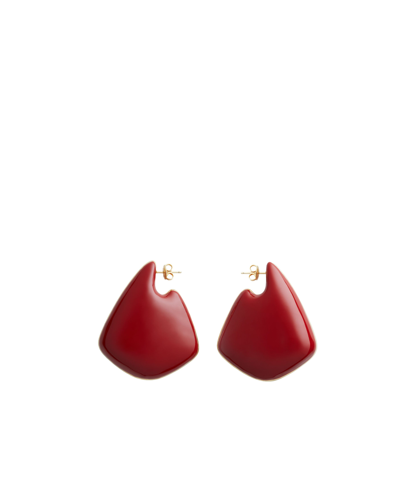 Bottega Veneta Large Fin Gold Vermeil And Enamel Earrings In Red