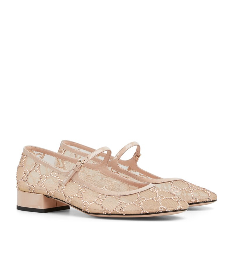 Gucci Women's Gg Crystal Ballet Flat In Pink