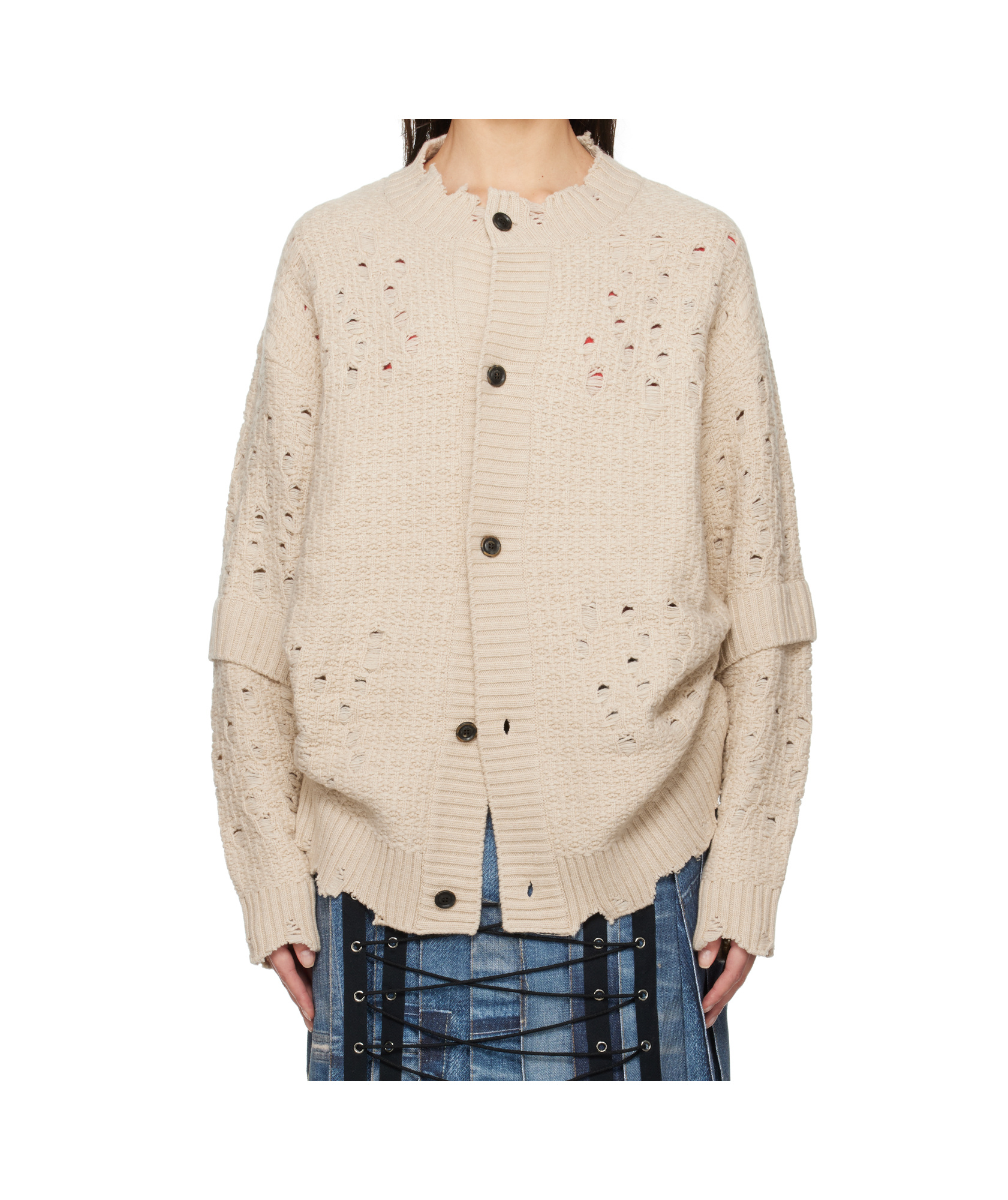 Andersson Bell Beige Roghen Wool Long Cardigan In Nude