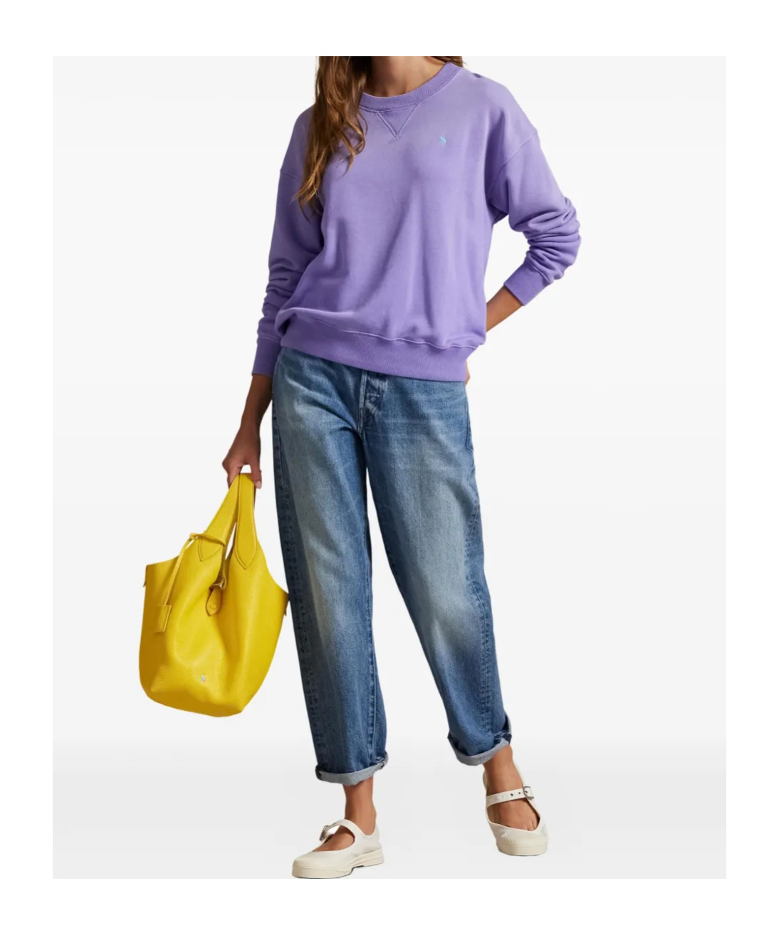 Polo Ralph Lauren Island Fleece Crewneck Sweatshirt In Pure Lilac In Purple