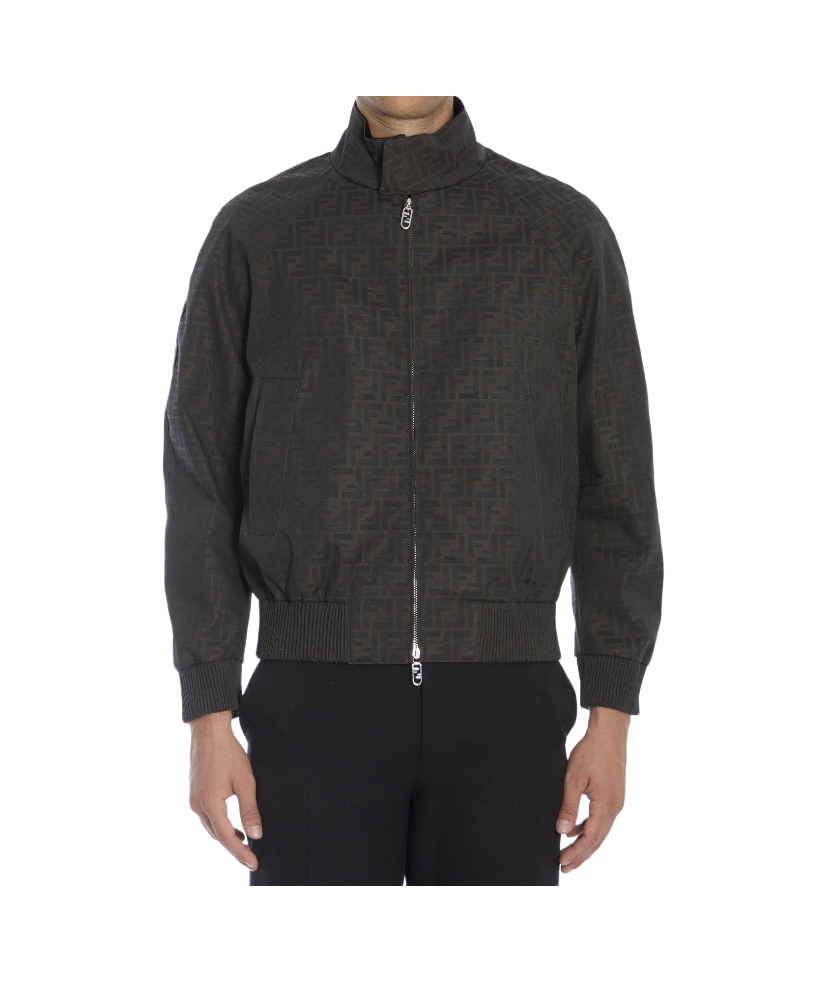 Fendi Embroidered Polyester Blend Bomber Jacket In Black
