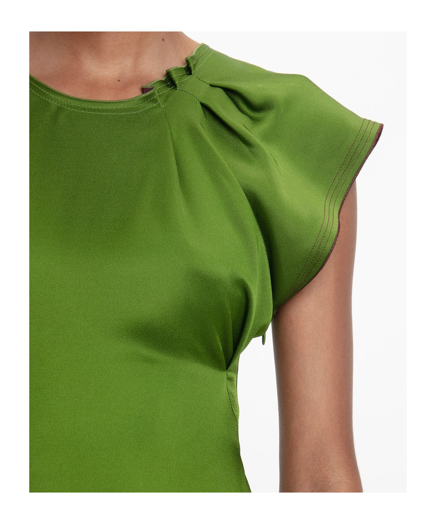 Victoria Beckham Draped Sleeveless Midi Dress With Asymmetric Detailing In Green