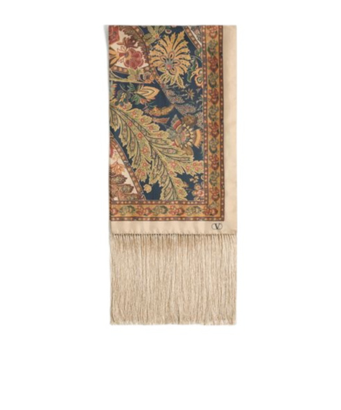 Valentino Paisley-print Silk Scarf In Nude