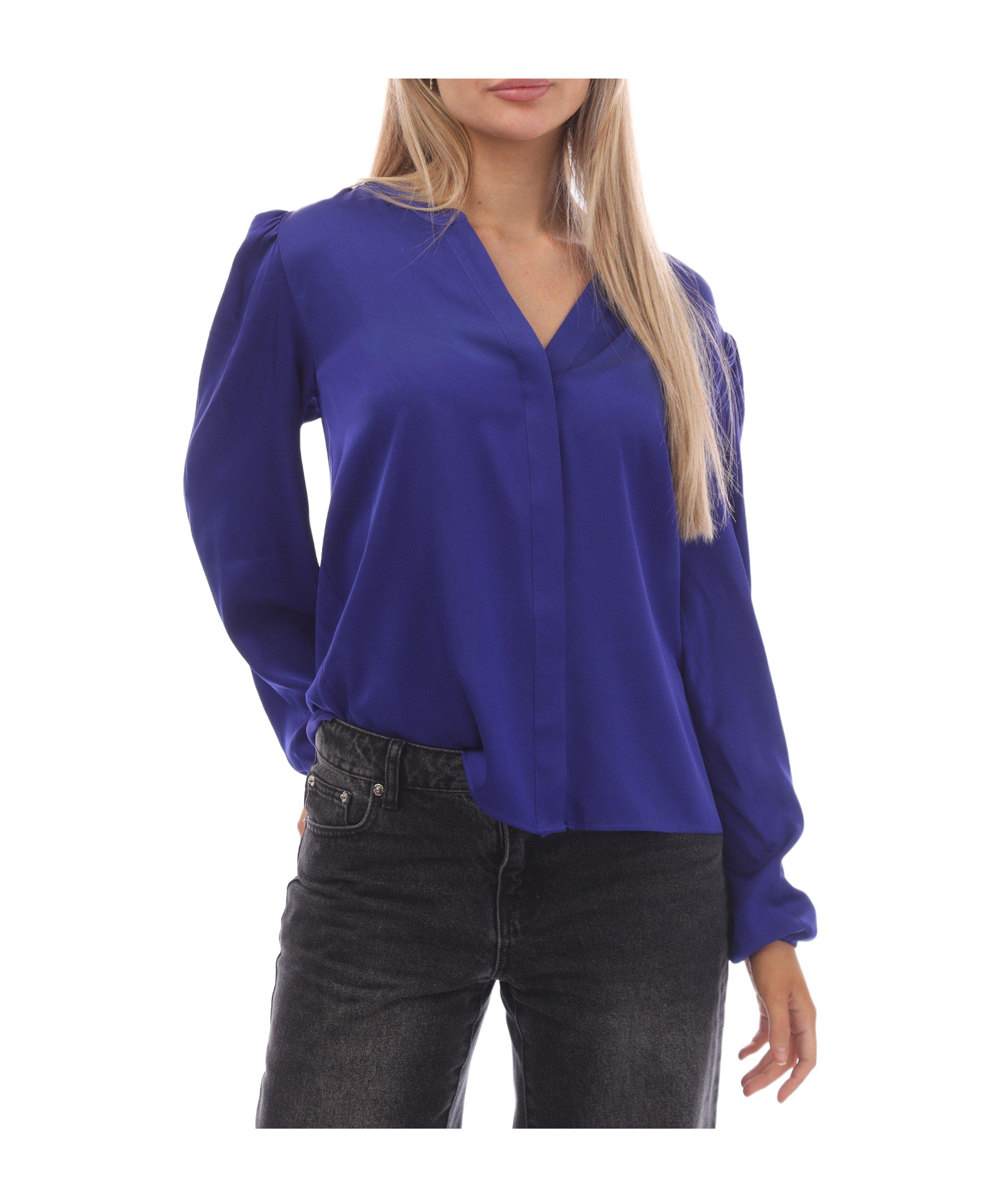 Hugo Boss Satin Longsleeve Blouse In Blue