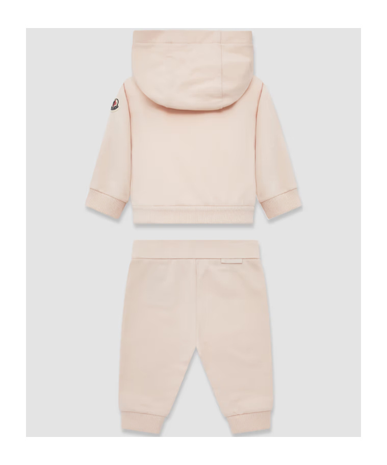 Moncler Embroidery Logo Cotton Sportswear Set In Pink