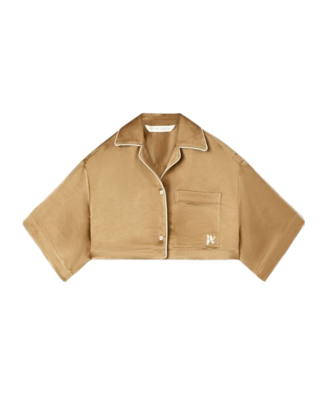 Palm Angels Printed Short-sleeved Shirt In Nude
