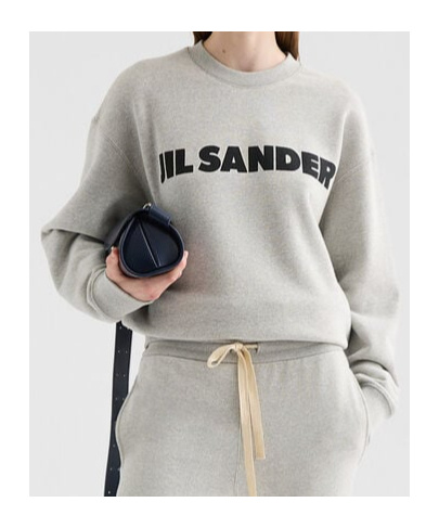 Jil Sander Logo Print Crewneck Sweatshirt In Gray