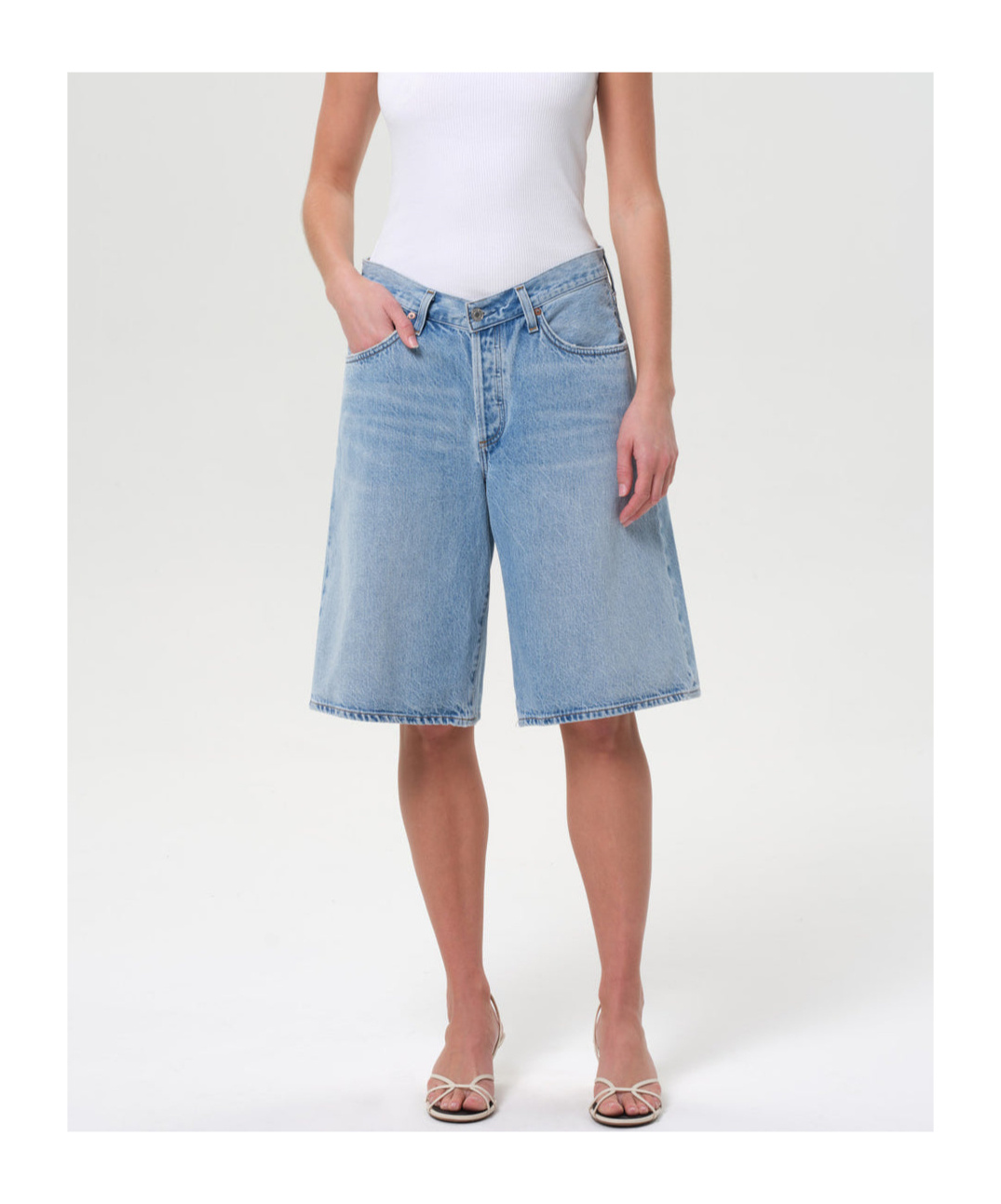 Agolde Light Blue Baggy V-short Bermuda Shorts