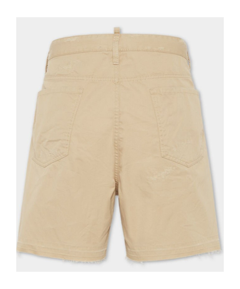 Dsquared2 Big Brother Ripped Cotton Shorts In Nude
