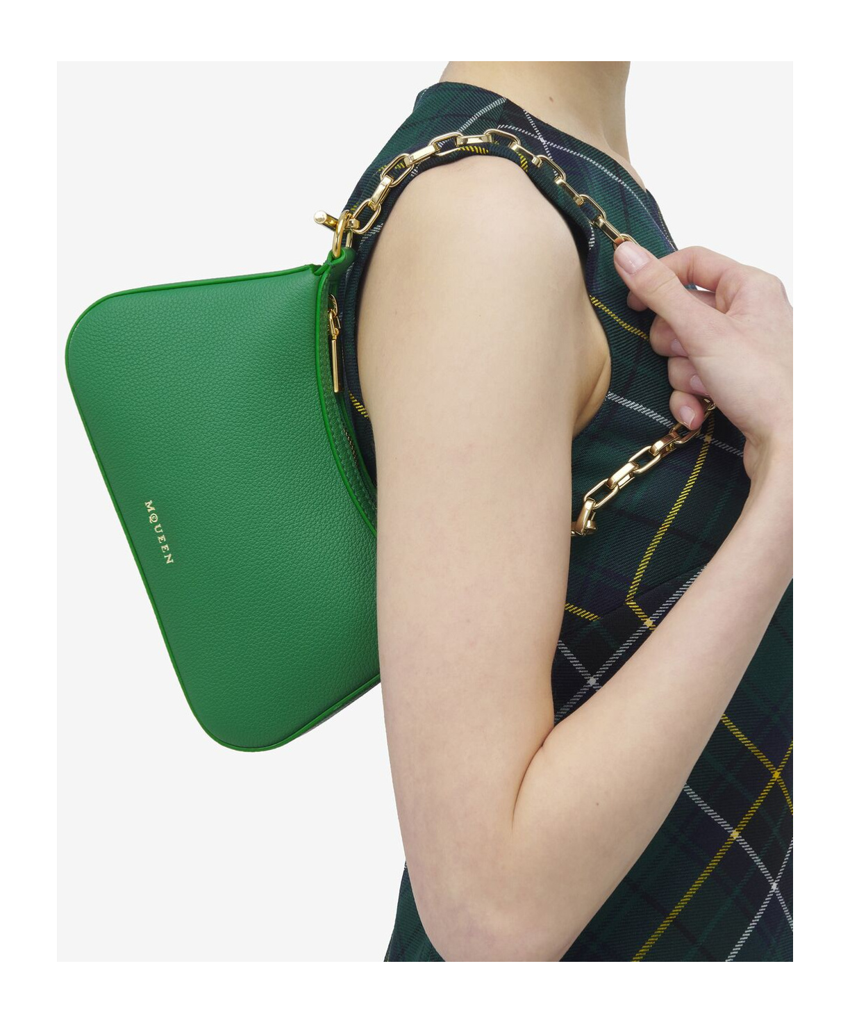 Alexander Mcqueen T-bar Chain-strap Leather Tote Bag In Green
