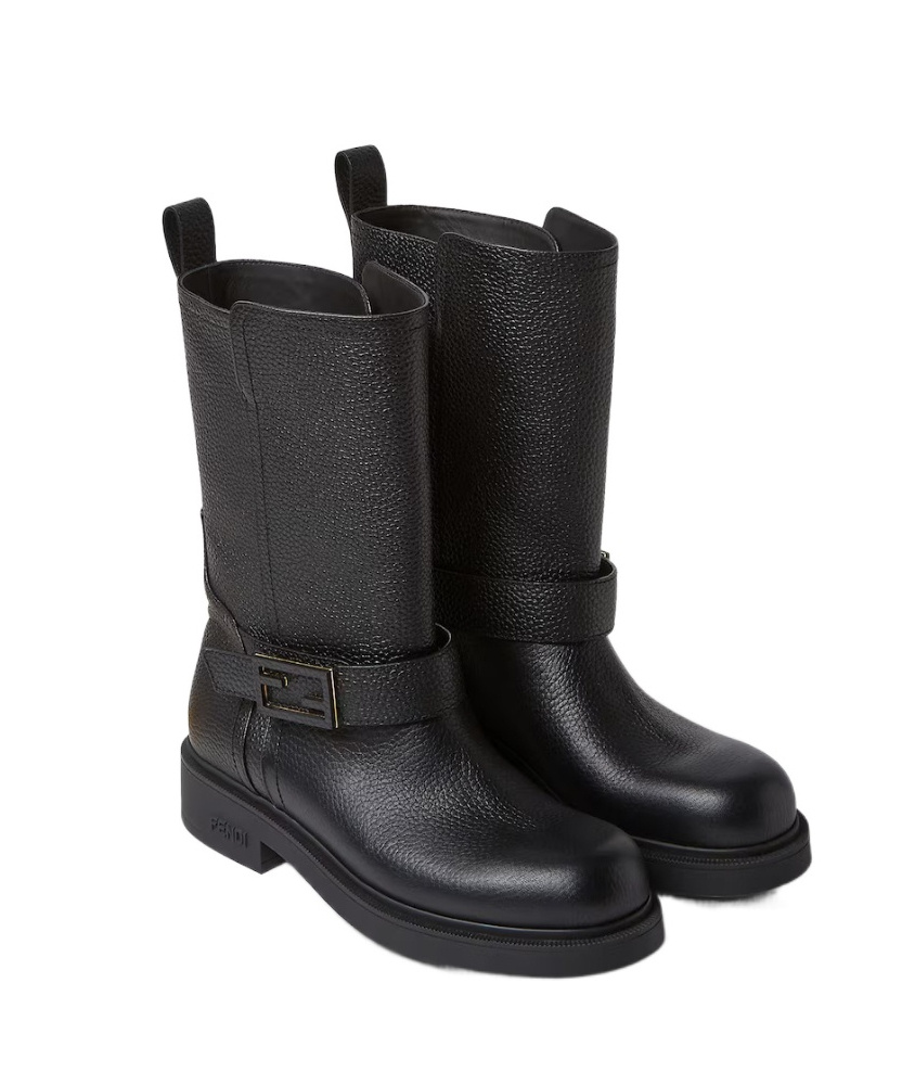Fendi Black Leather Boots In Black