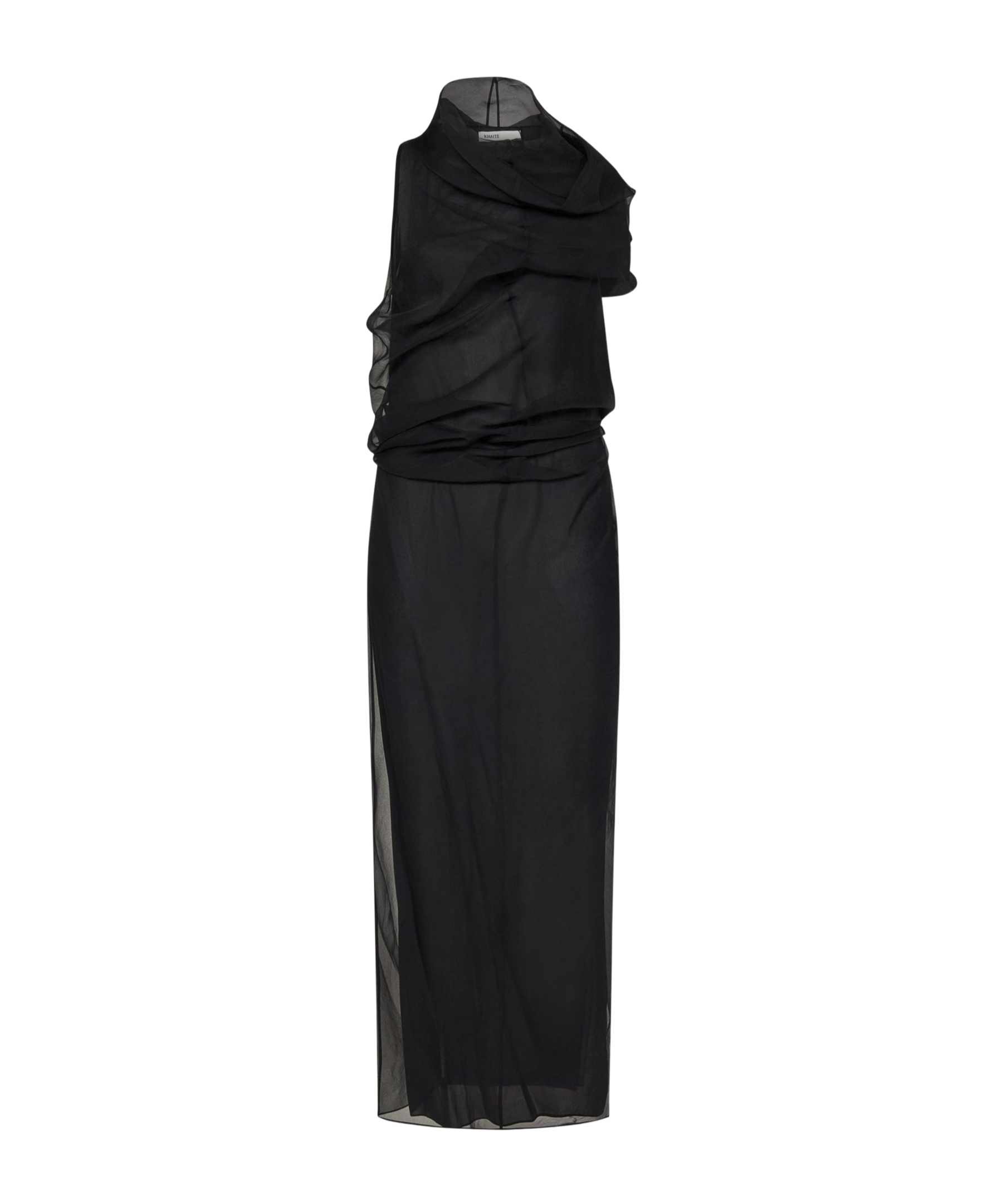 Khaite Draped Silk Evening Dress With Flattering Silhouette In Black