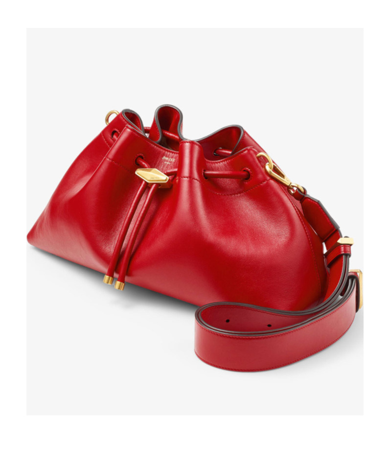 Jimmy Choo Womens Ruby Red/gold Cinch M Leather Shoulder Bag In Red