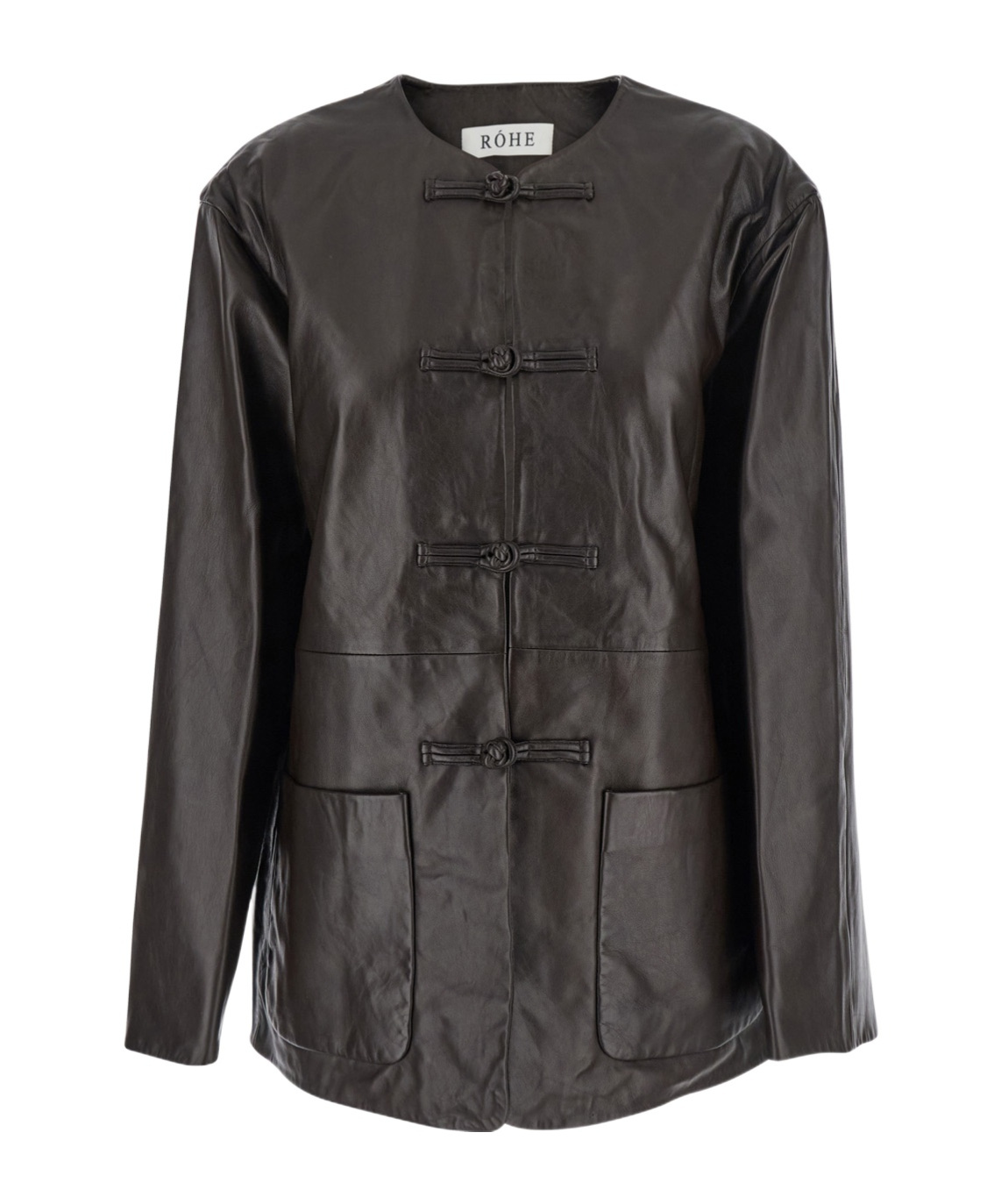 Rohe Brown Jacket With Front Toggle Closure In Leather Woman In Brown