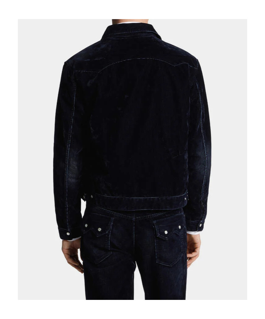 Dsquared2 Denim Jacket With Flocked Detailing In Black