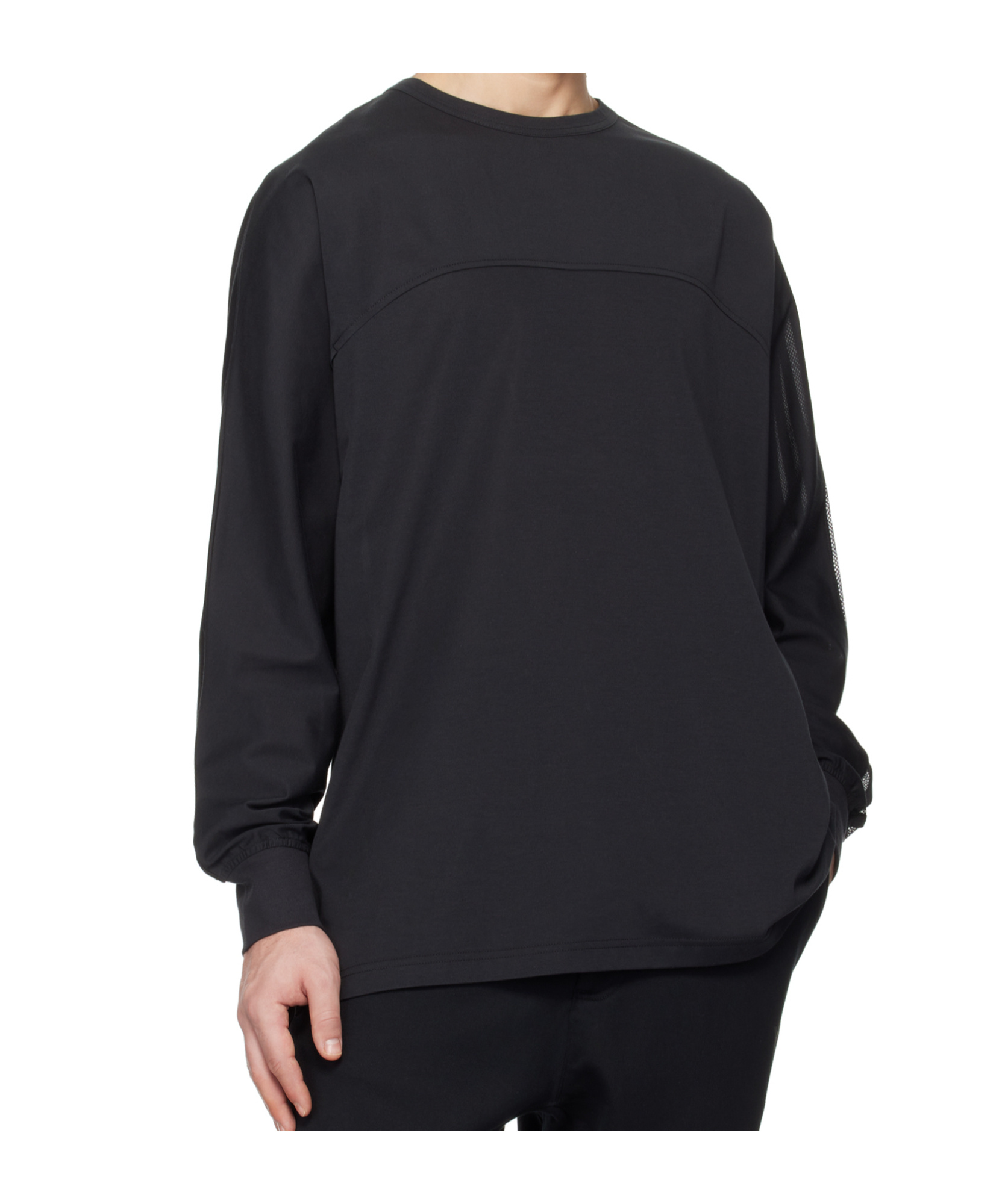 Y-3 Black Mesh Stripes Long Sleeve T-shirt In Black