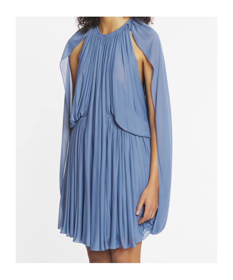 Lanvin Pleated Dress In Light Smoky Blue