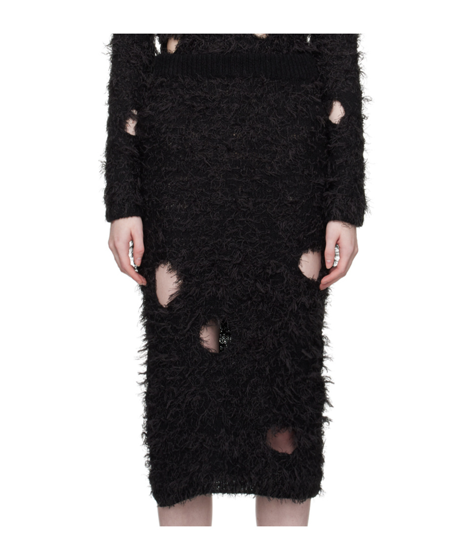 Acne Studios Hollowed-out Imitation Old Half-length Skirt In Black