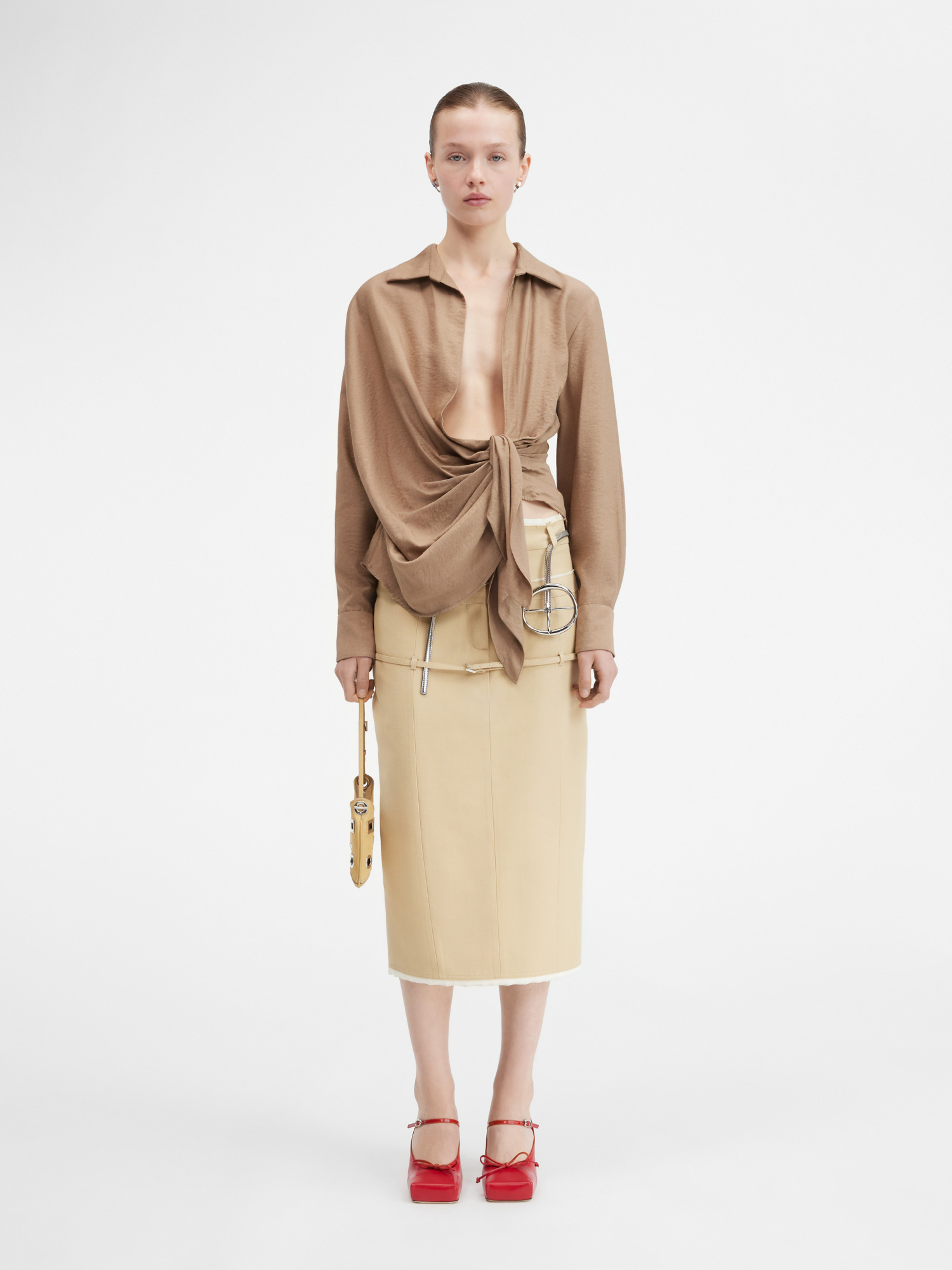 Jacquemus Bahia Knot-detail Blouse In Nude