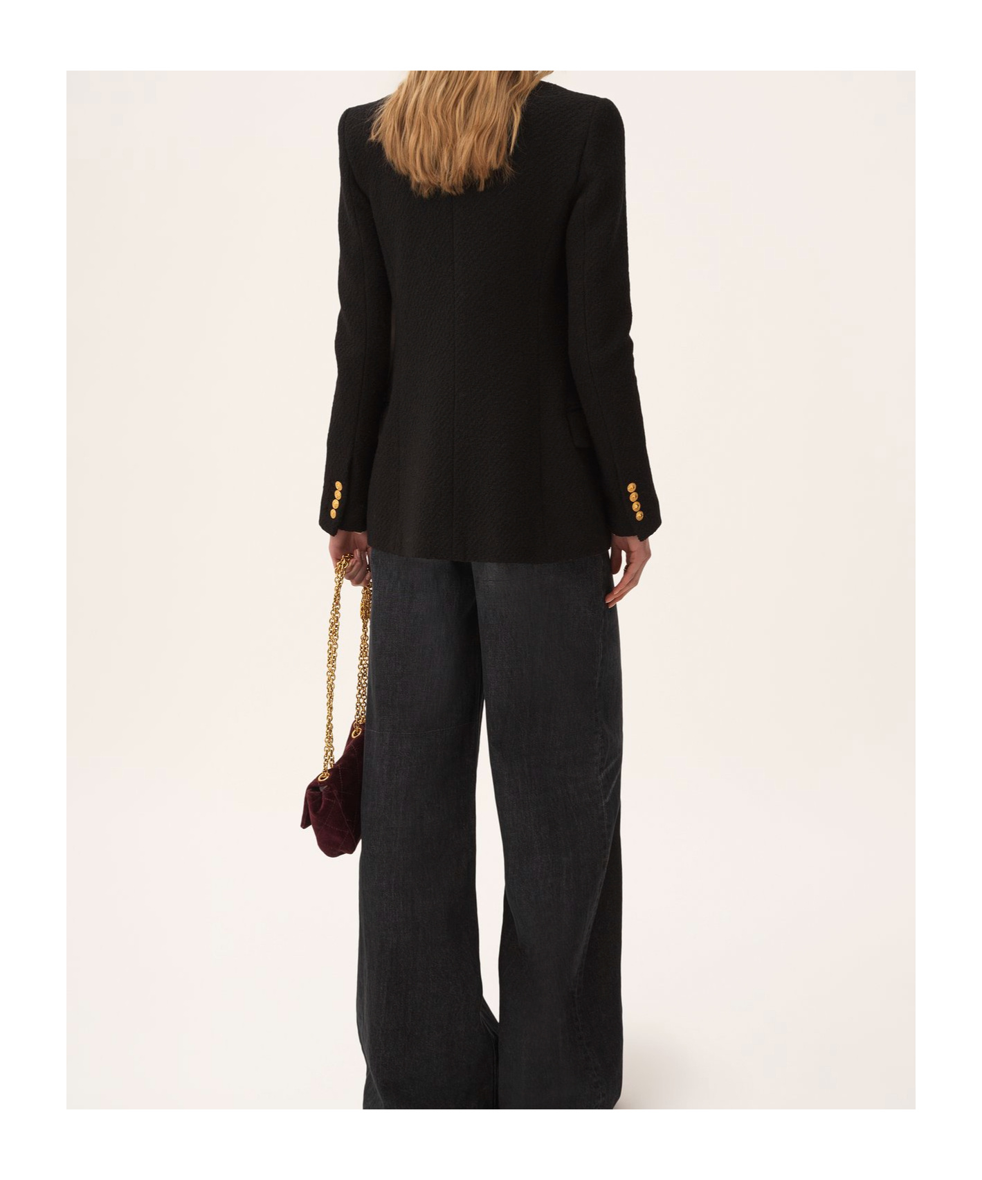 Chloé Cascade-lapel Double-breasted Boucle Jacket In Black