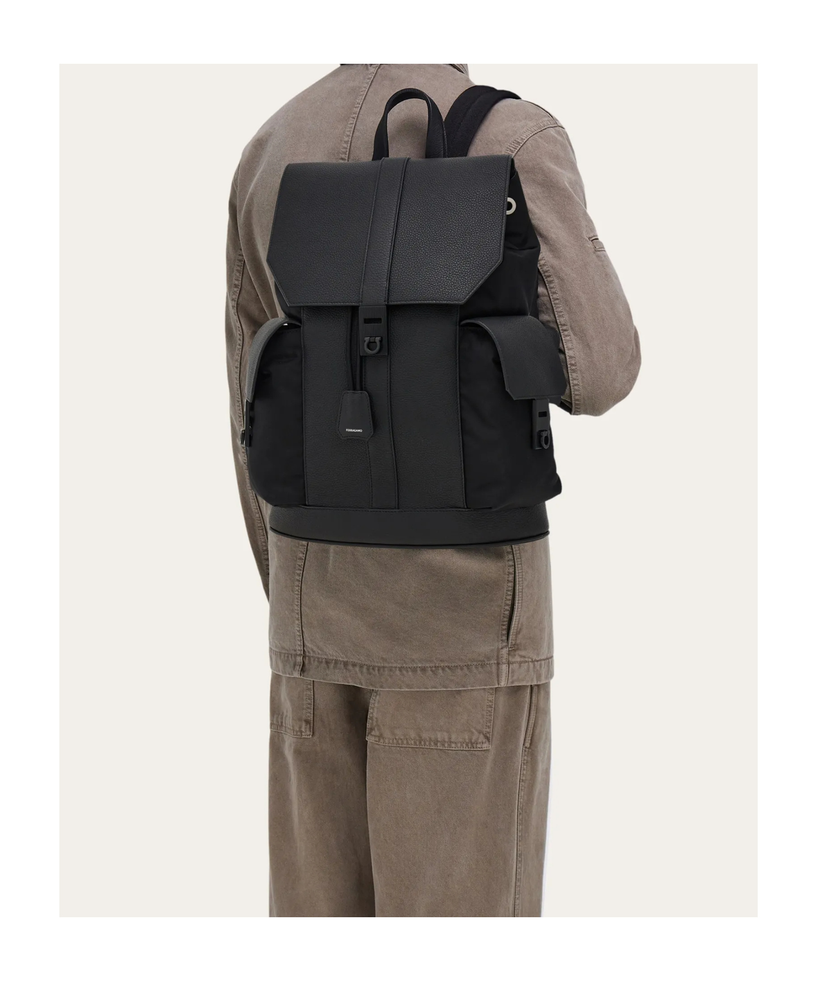 Ferragamo Flap Backpack In Black